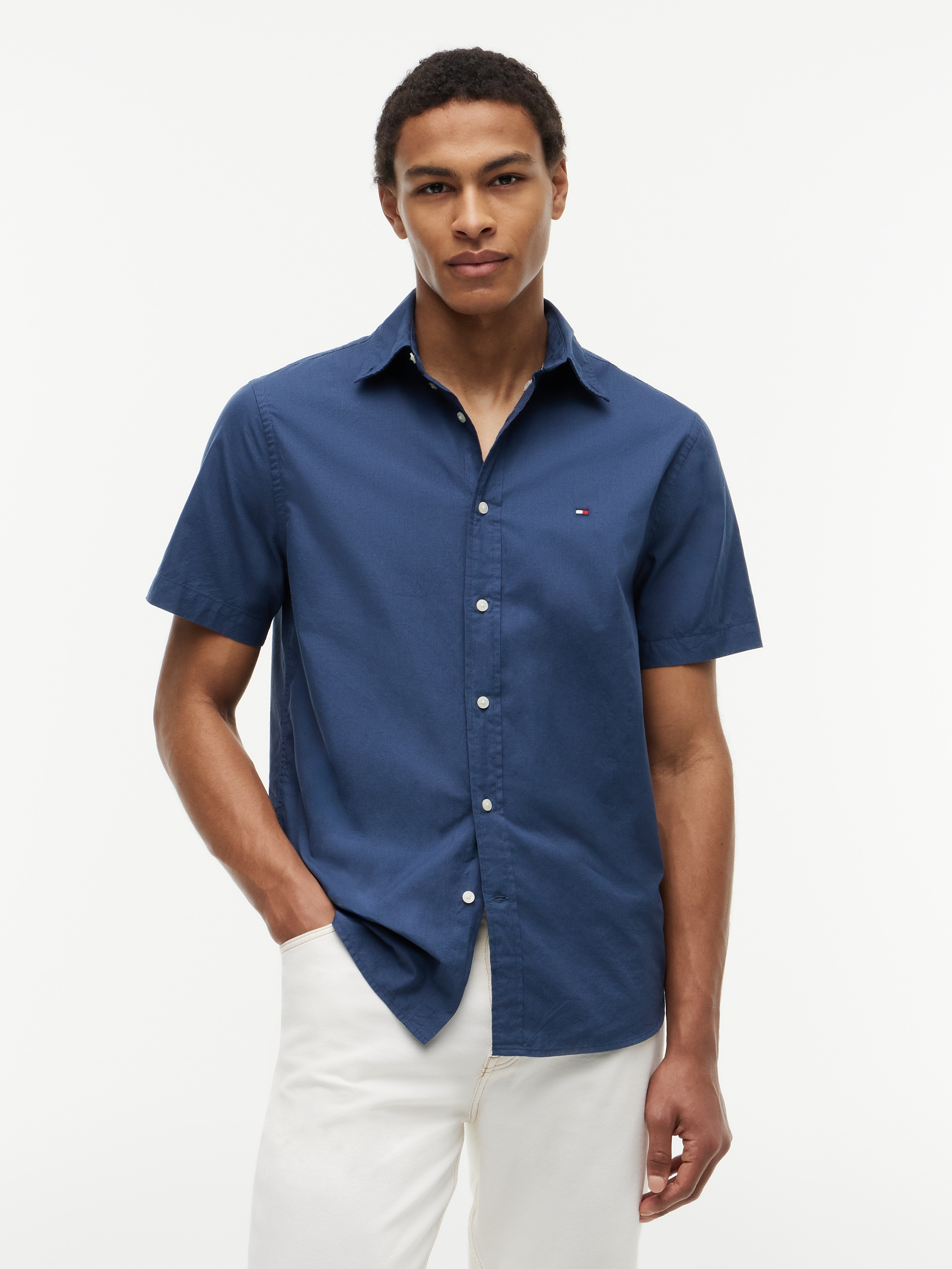 Tommy Hilfiger Kurzarmhemd "FLEX POPLIN HOUNDSTOOTH" Regular fit mit normal günstig online kaufen