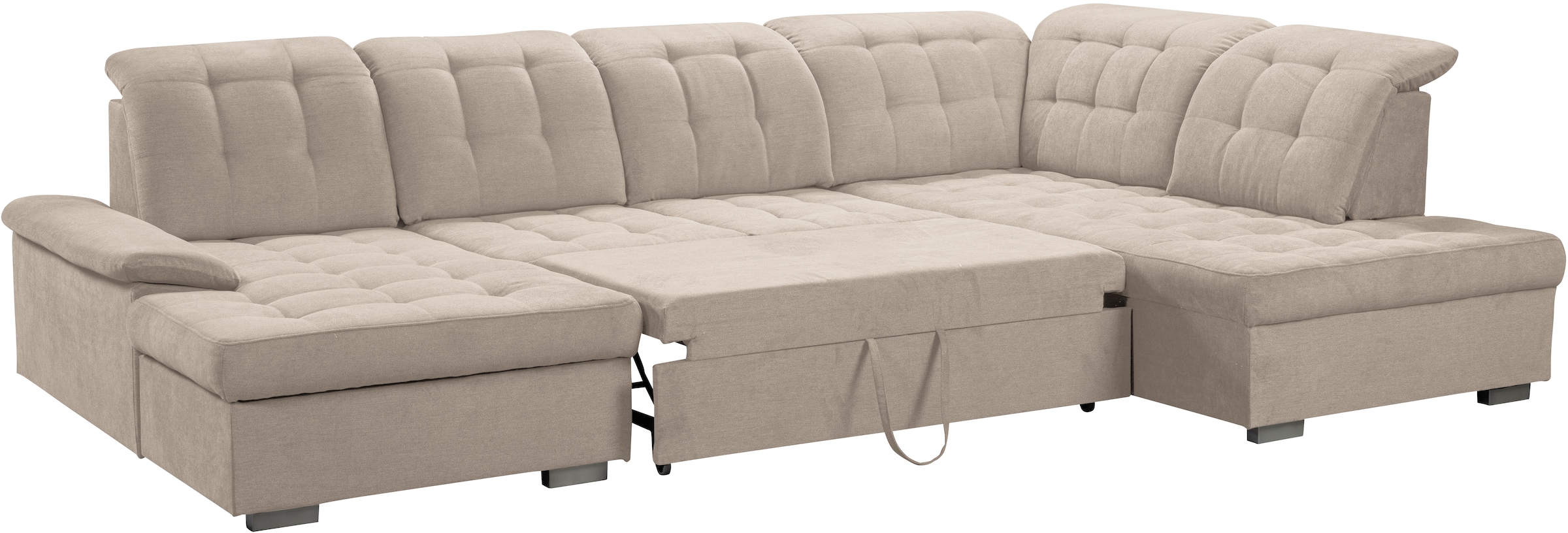 WERK2 Wohnlandschaft »Kordula-New U-Form«, Sofa in U-Form mit Schlaffunktion & Bettkasten, Schlafcouch