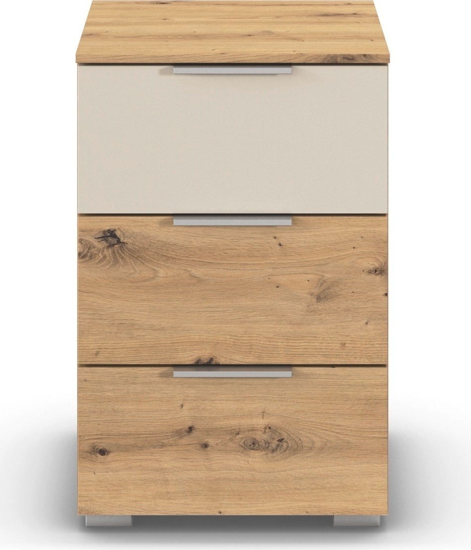 OTTO home Nachtkommode "Nachttisch Nachtschrank Schubladen Sideboard Schubladenkommode ASTANA" Breite 40 cm / Höhe 61 cm, mit 3 geräumigen Schubladen, Kantengriff in Alufarben MADE IN GERMANY