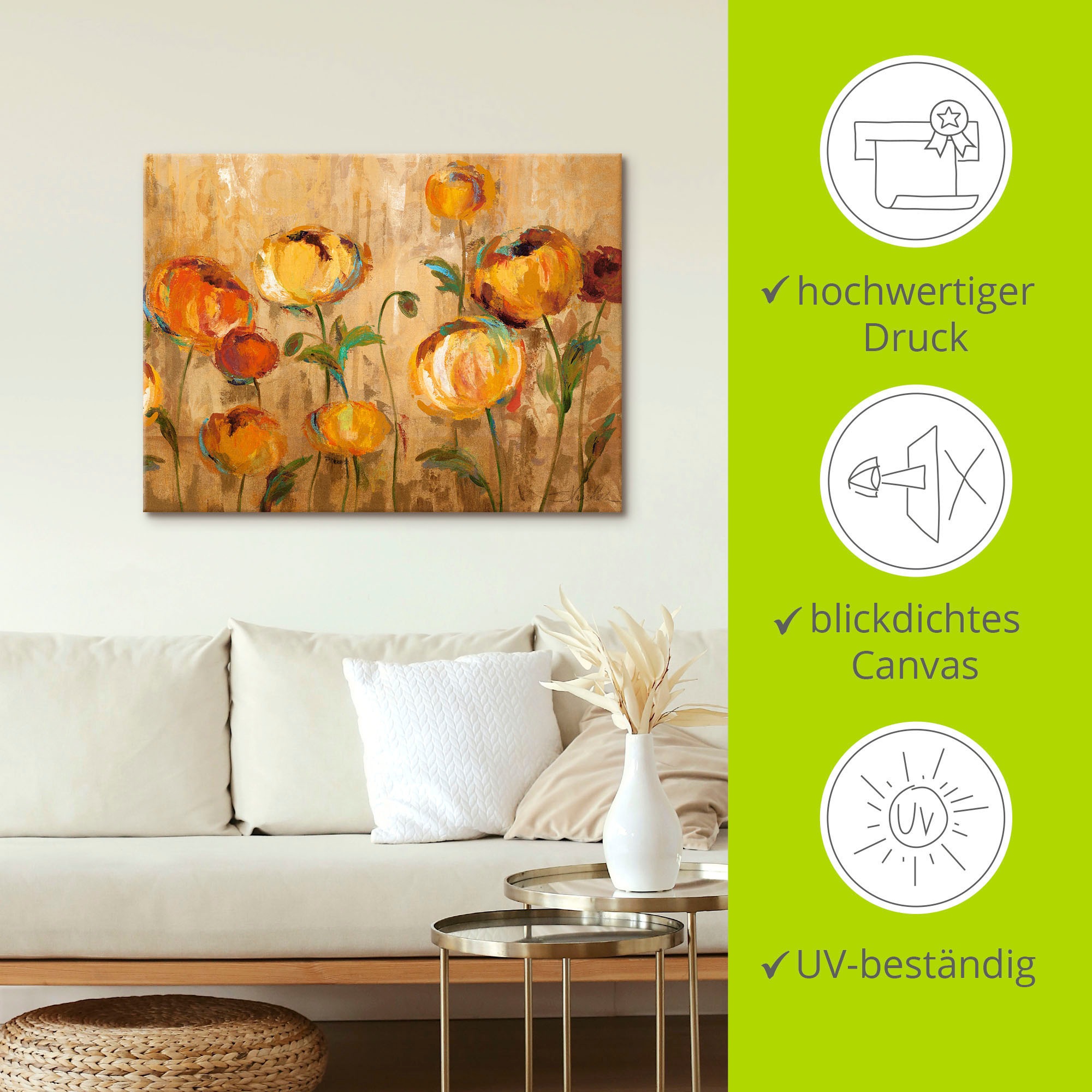 Artland Wandbild »Freudige Ranunkel«, Blumen, (1 St.), als Leinwandbild, Poster in verschied. Größen