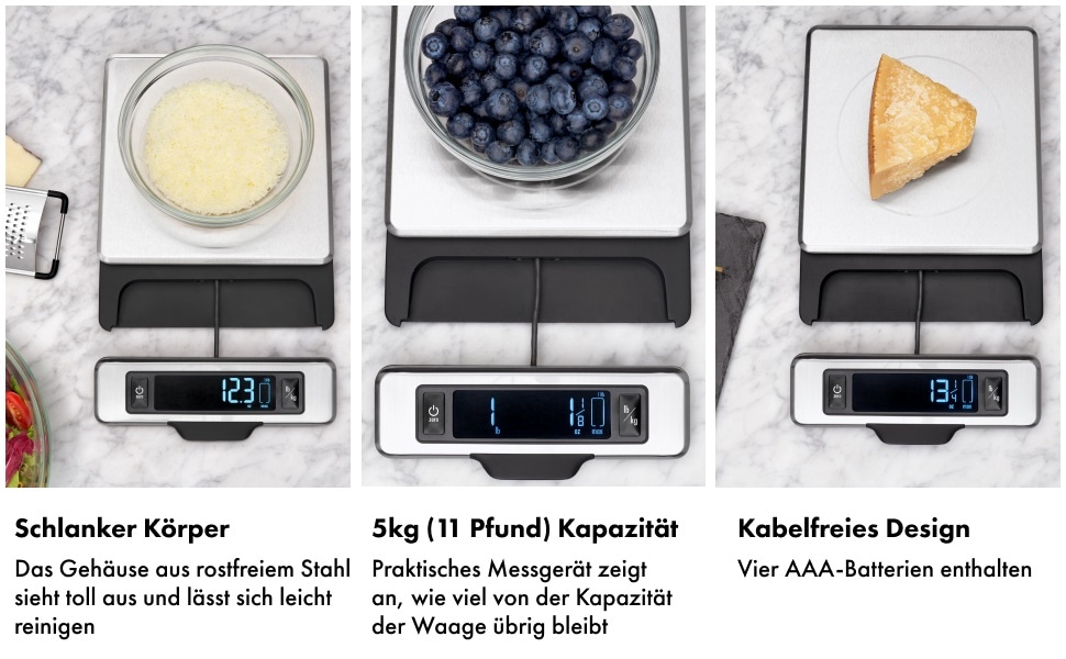 OXO Good Grips Küchenwaage »OXO 11lb/5kg Edelstahlwaage« das ausziehbare Display ermöglicht einfaches, genaues Messen