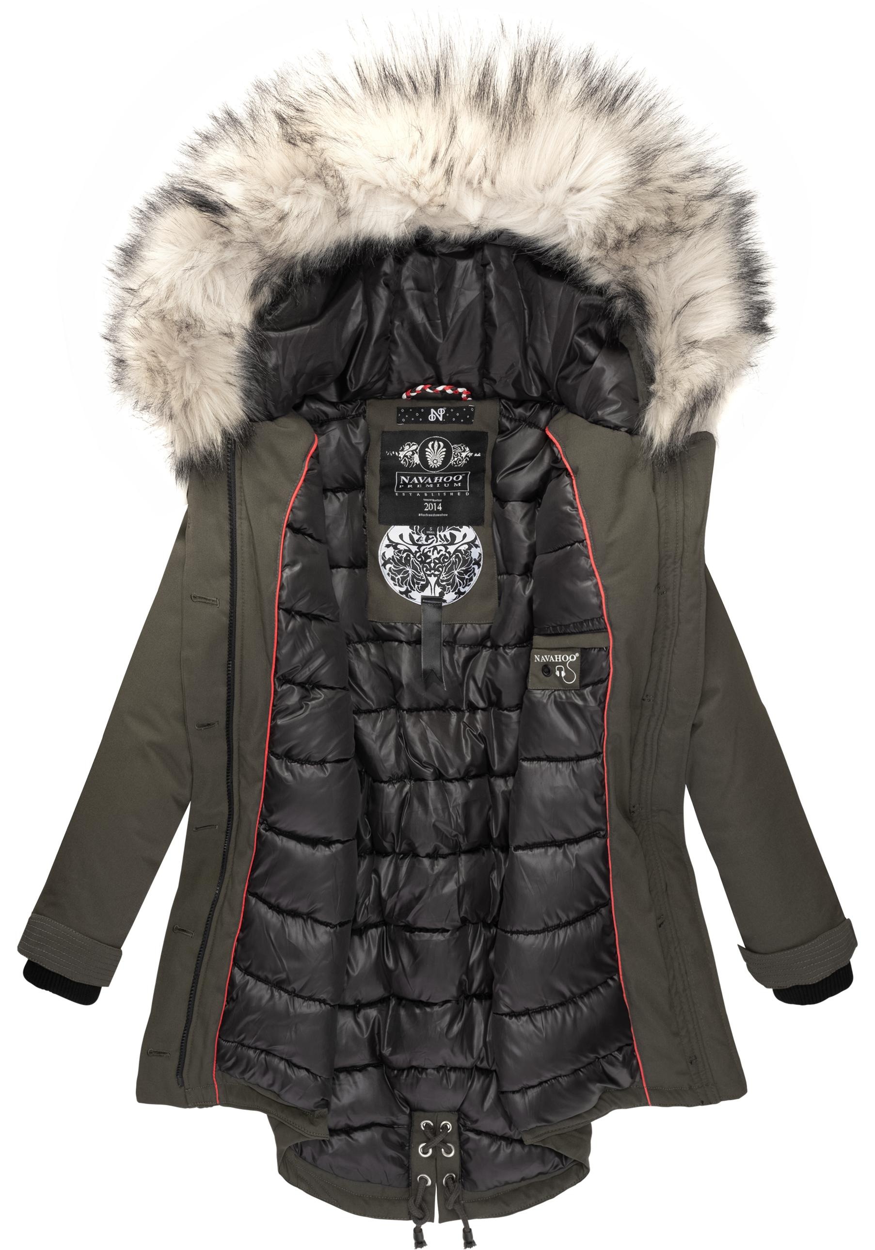 Navahoo Wintermantel »Lady Like«, edler Parka m. abnehmbarem Kunstfell