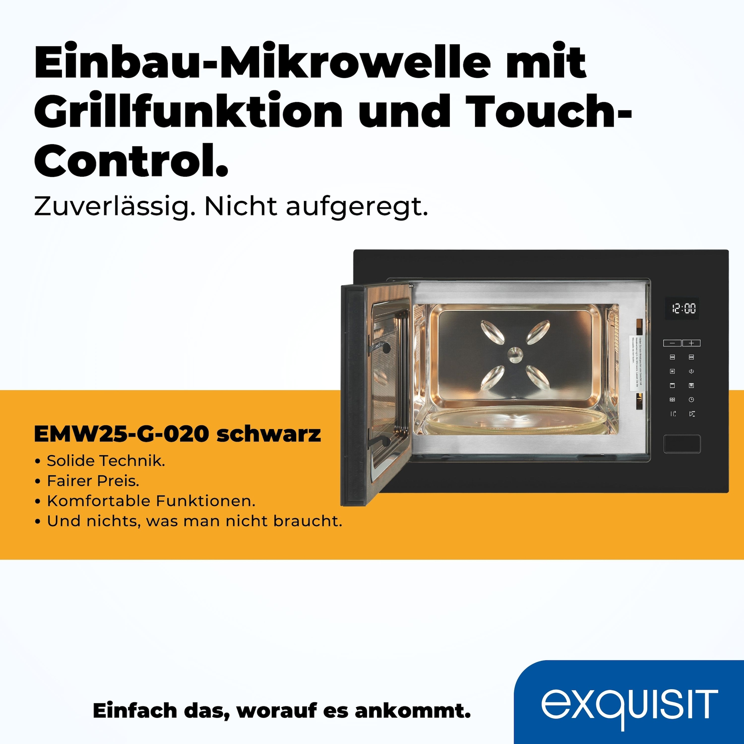 exquisit Einbau-Mikrowelle »EMW25-G-020«, Grill-Mikrowelle, 1450 W