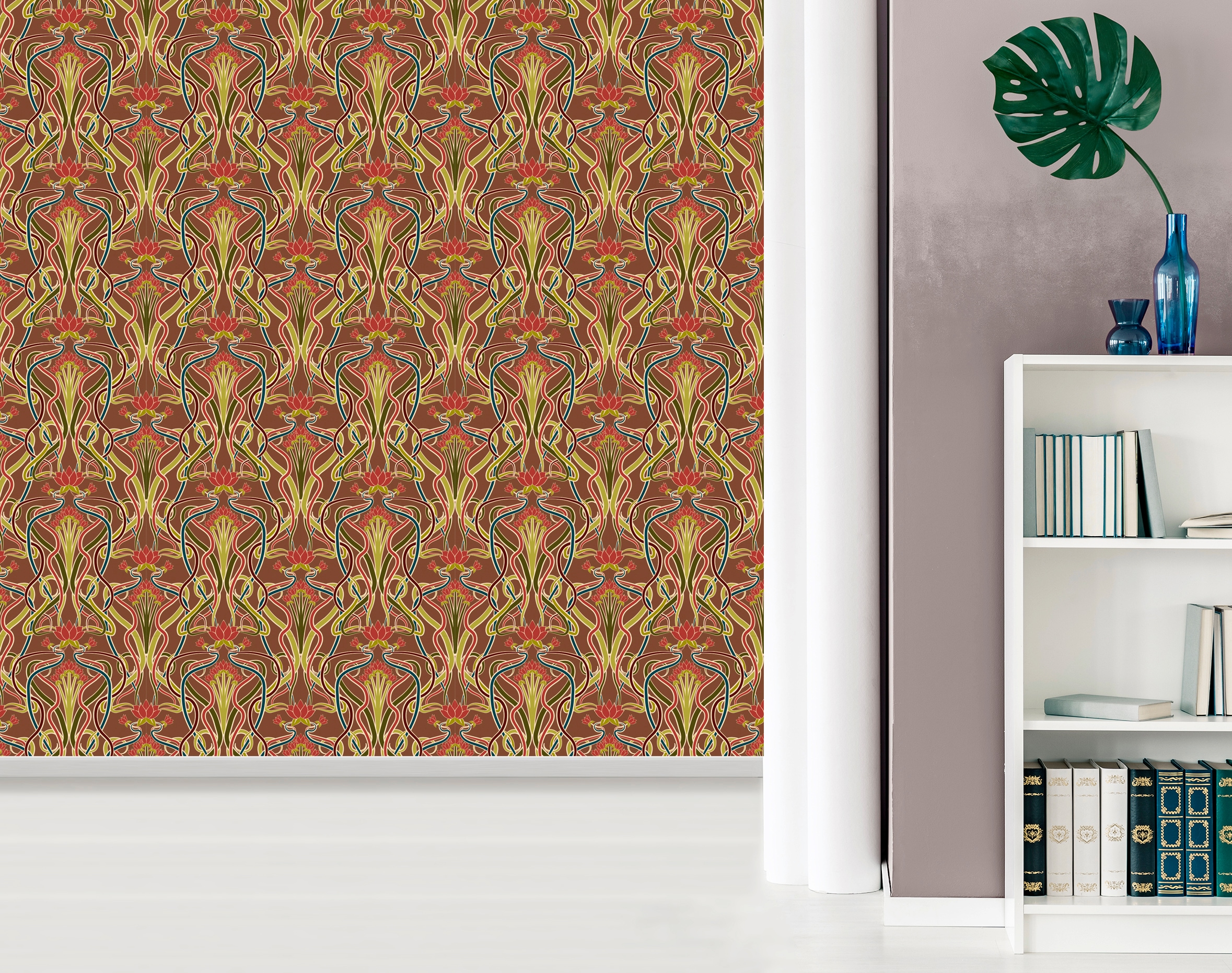 queence Vinyltapete »Pat«, bedruckt-Barock-Antikoptik-Kunst, 90x250cm, selbstklebend, kinderleichte Anbringung, Sticker