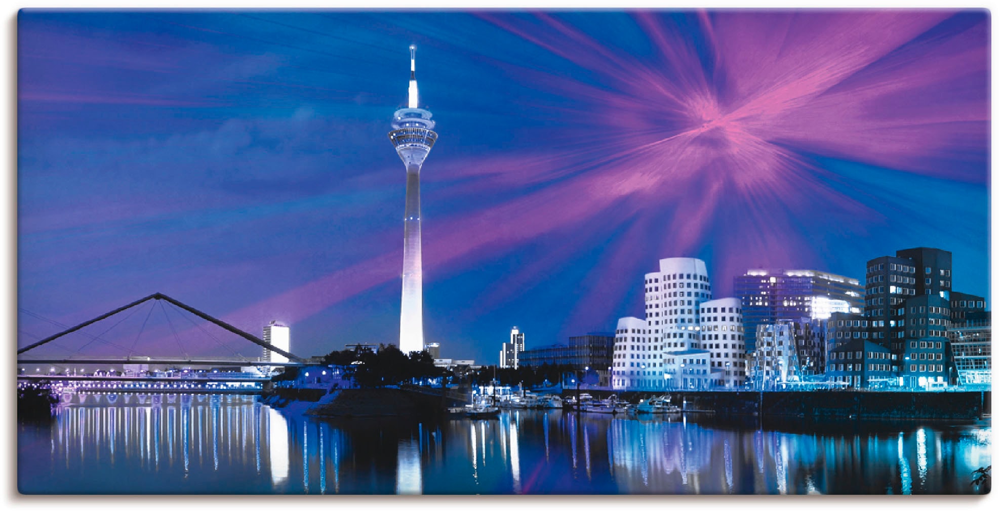 Artland Leinwandbild "Düsseldorf Skyline Abstrakte Collage", Deutschland, ( günstig online kaufen