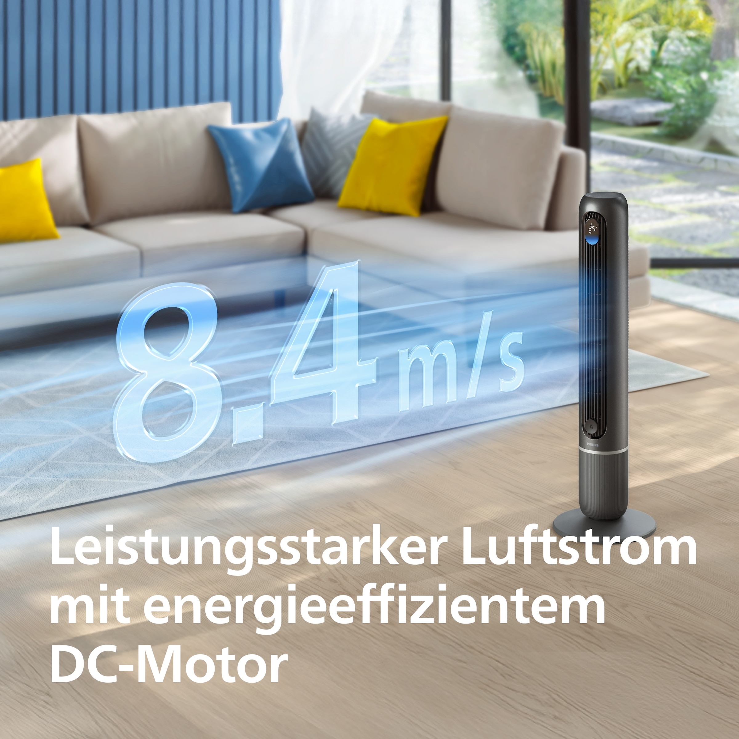 Philips Turmventilator »CX7550 Serie 7000 mit 12 Geschwindigkeiten u. Aromatherapie-Zusatz« Oszillierend, besonders leise, mit DC-Motor, Timer u. Fernbedienung