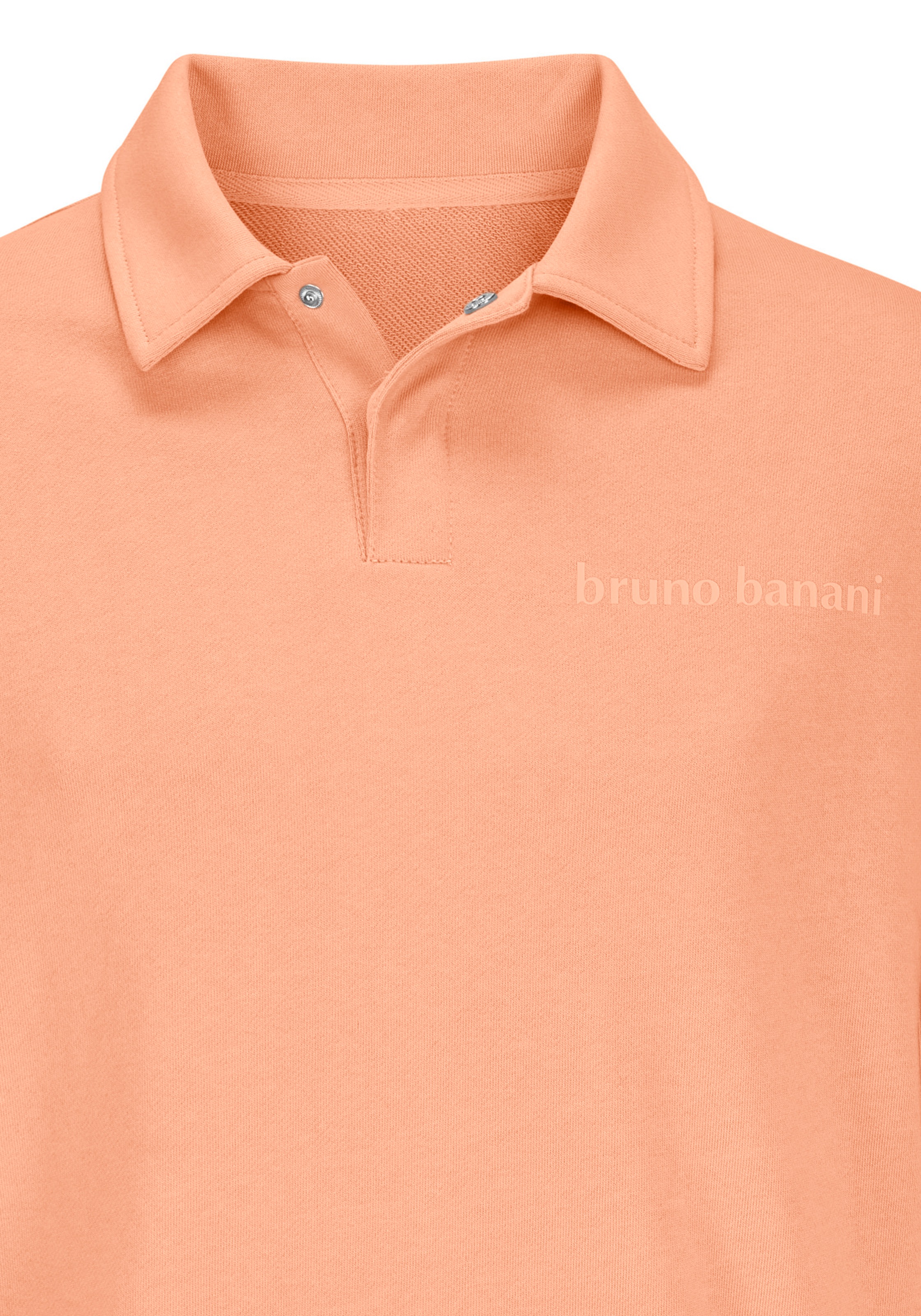 Bruno Banani Sweatshirt »mit Kragen und kleiner Knopfleiste«, Langarmshirt mit Bruno Banani-Logo aus reiner Baumwolle