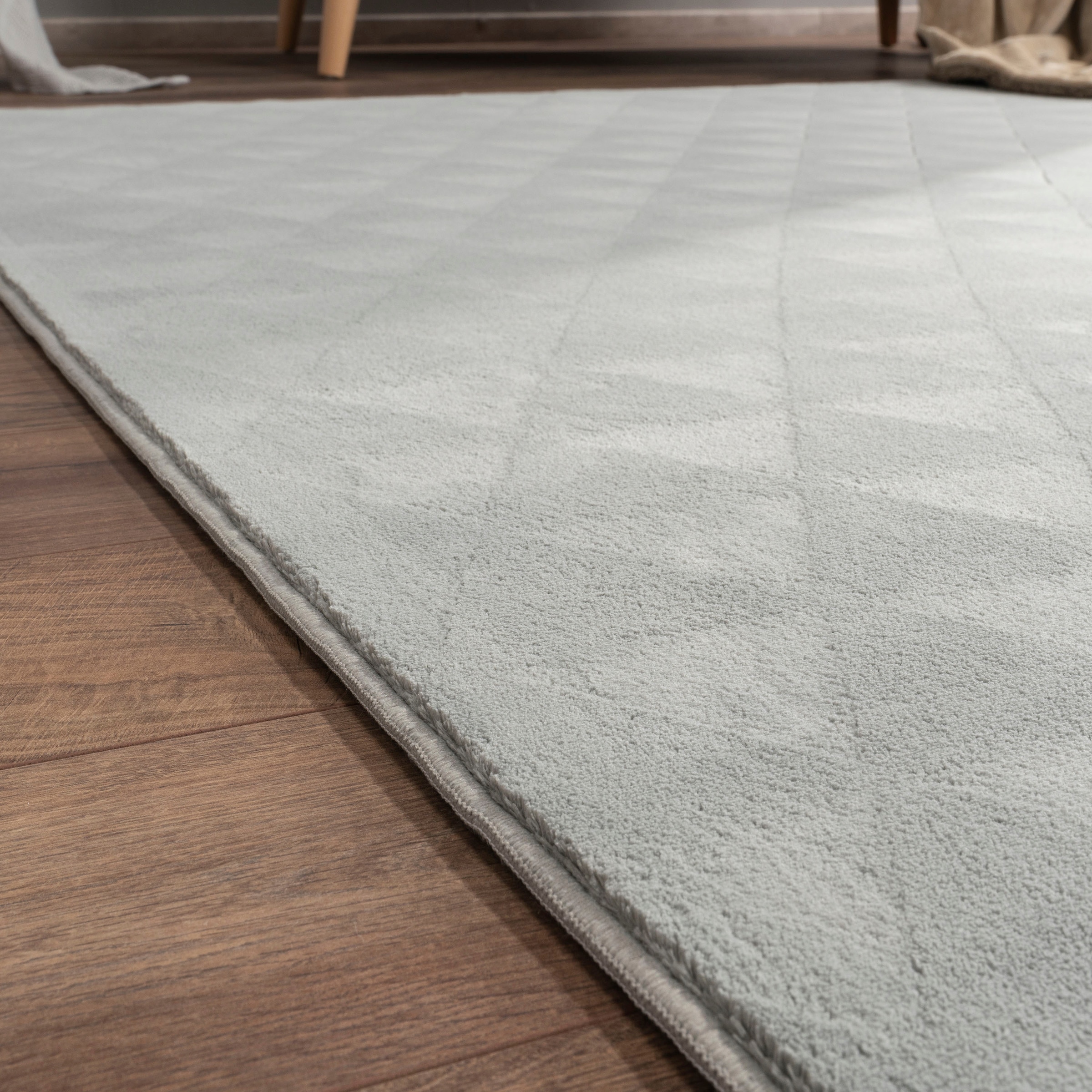 Paco Home Teppich »Haarlem 942«, rechteckig, 10 mm Höhe, Kurzflor, Uni Farben, Hoch-Tief Effekt, geometrisch, weich & kuschelig