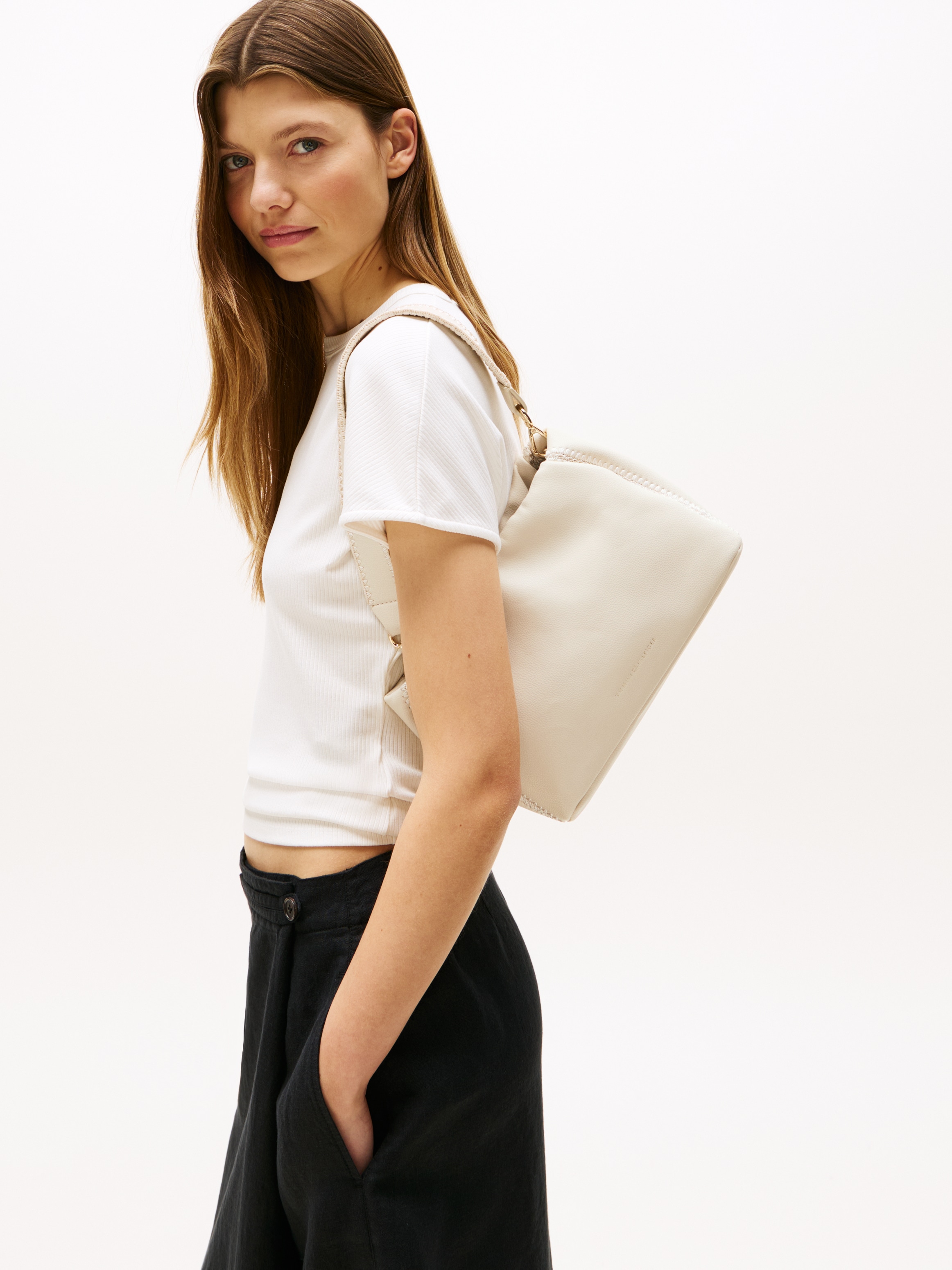 Tommy Hilfiger Schultertasche »TH SOFT SUMMER MINI BUCKET«, Damen Umhängetasche, Minibag, Clutch mit abnehmbarem Umhängeriemen