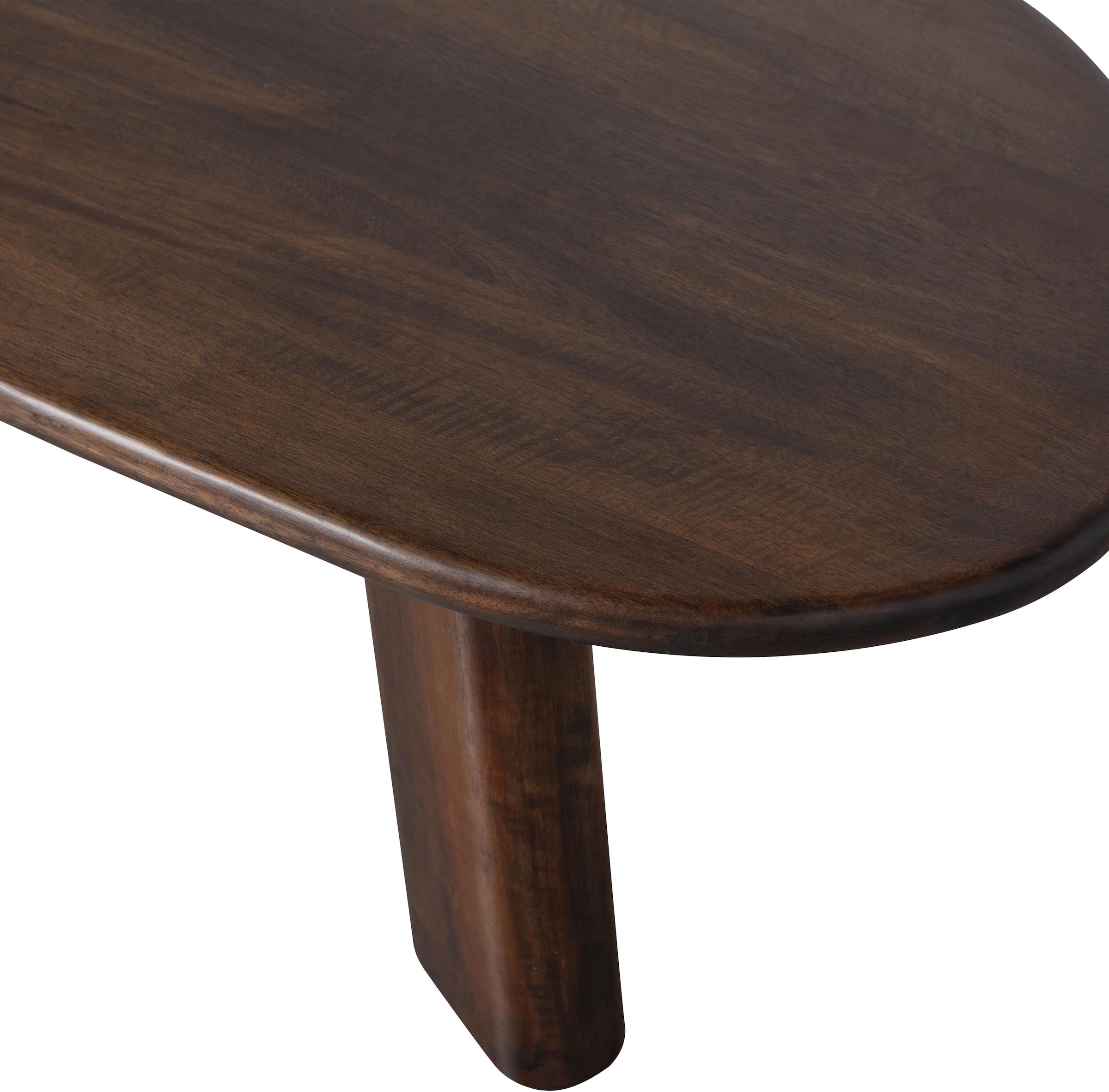 WOOOD Couchtisch »Roundly aus Mangoholz mit organisch geformter Platte 110x60x40 cm« Tragkraft 30 kg, Plattendicke 4 cm, Beine 14 cm breit