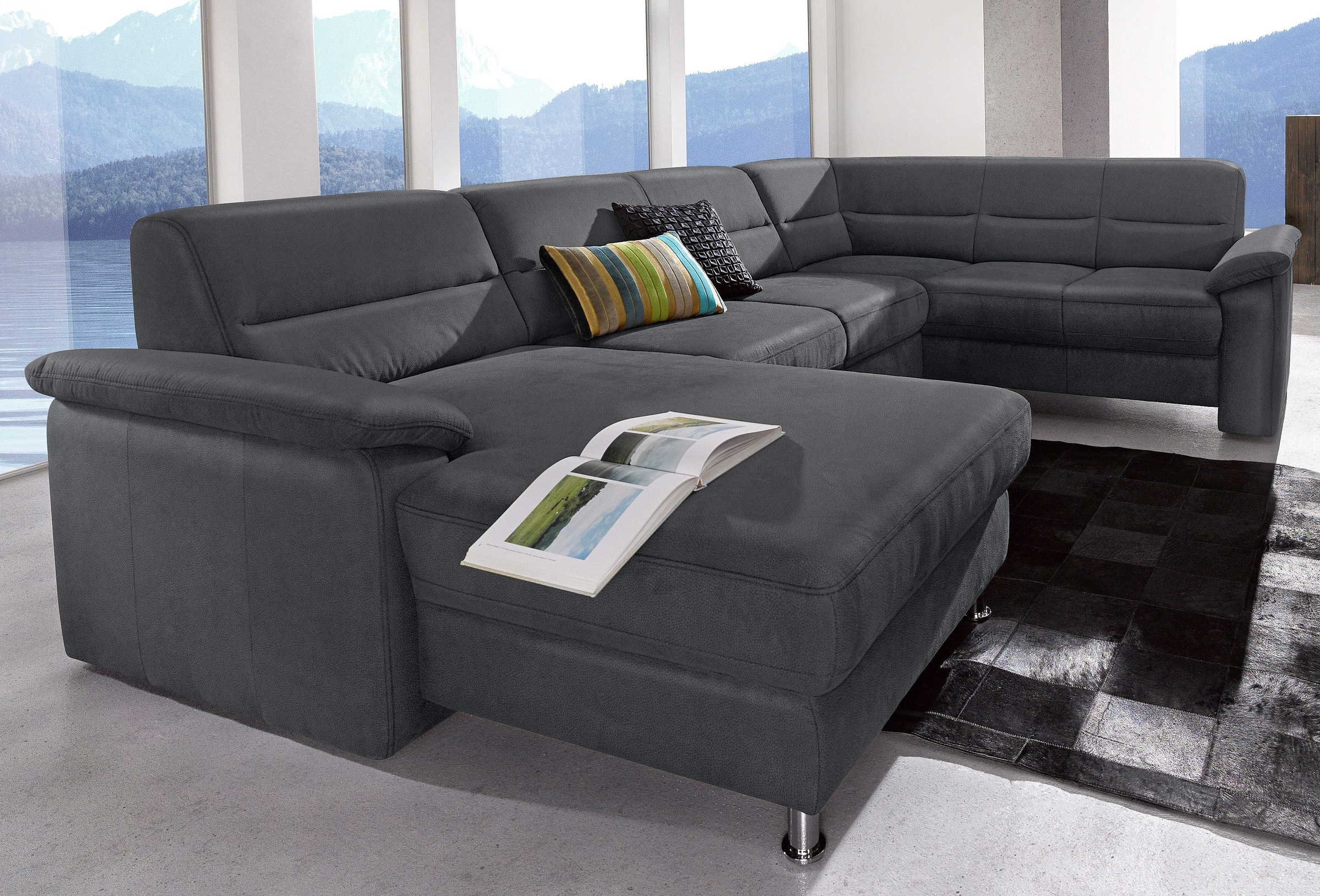 sit&more Wohnlandschaft "Ascara U-Form, B:312cm, klassisches Design, Taschenfederkernpolsterung" inklusive Boxspring/Federkern-Polsterung, wahlweise mit Schlaffunktion