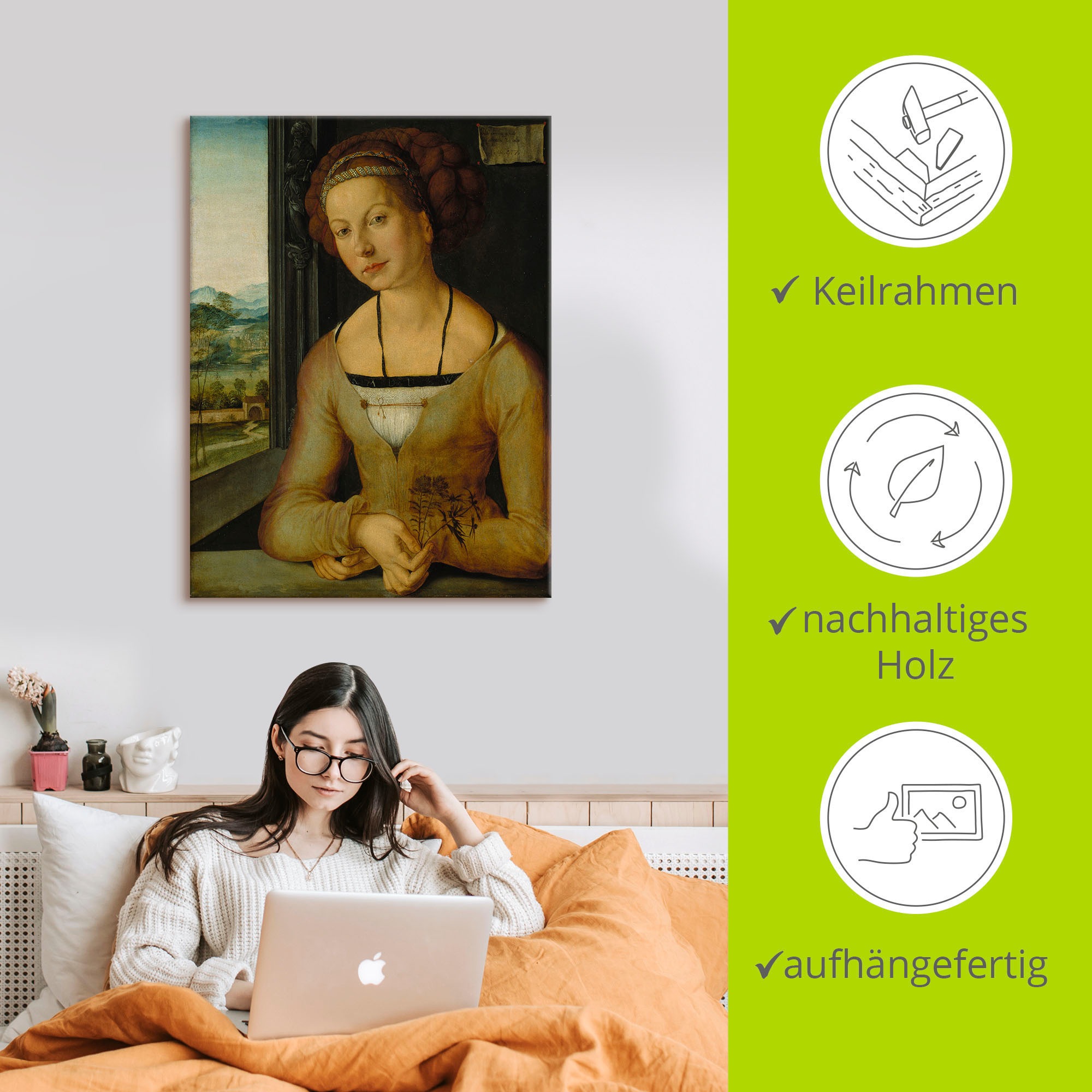 Artland Leinwandbild »Bildnis der Fürlegerin«, Frau, (1 St.), auf Keilrahmen gespannt