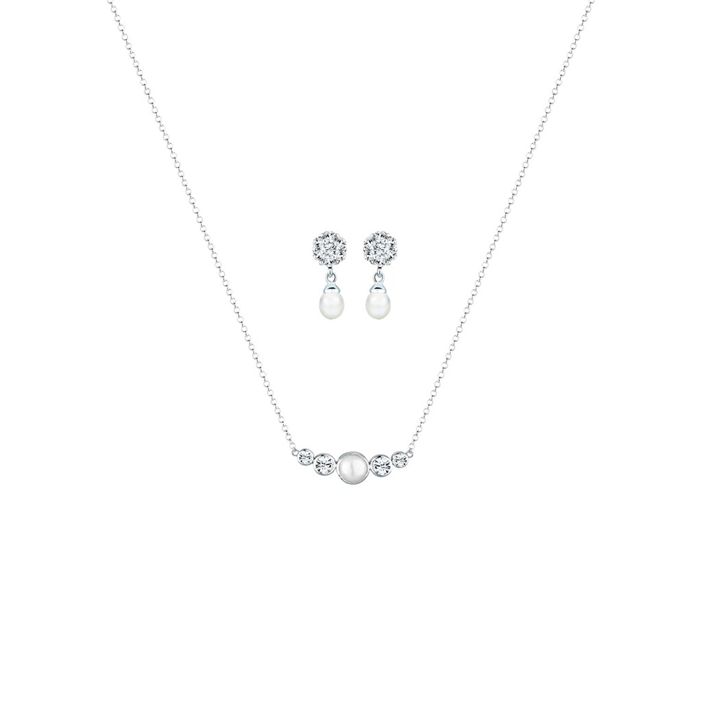 Elli Premium Schmuckset »mit Perle und Kristalle 925 Silber«