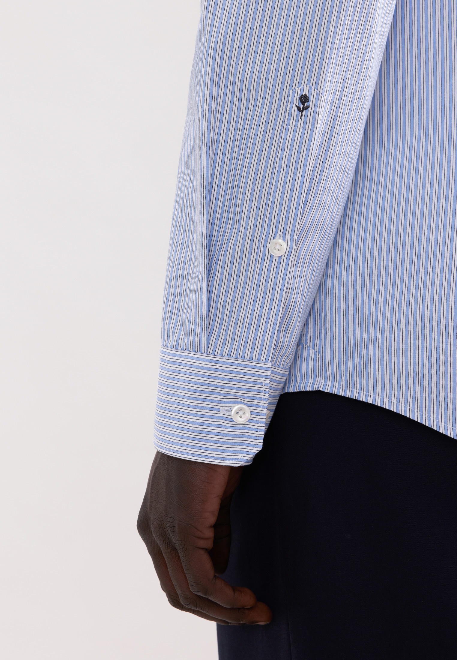 Thumbnail - seidensticker Businesshemd Slim 1/1 Stehkragen Gestreift