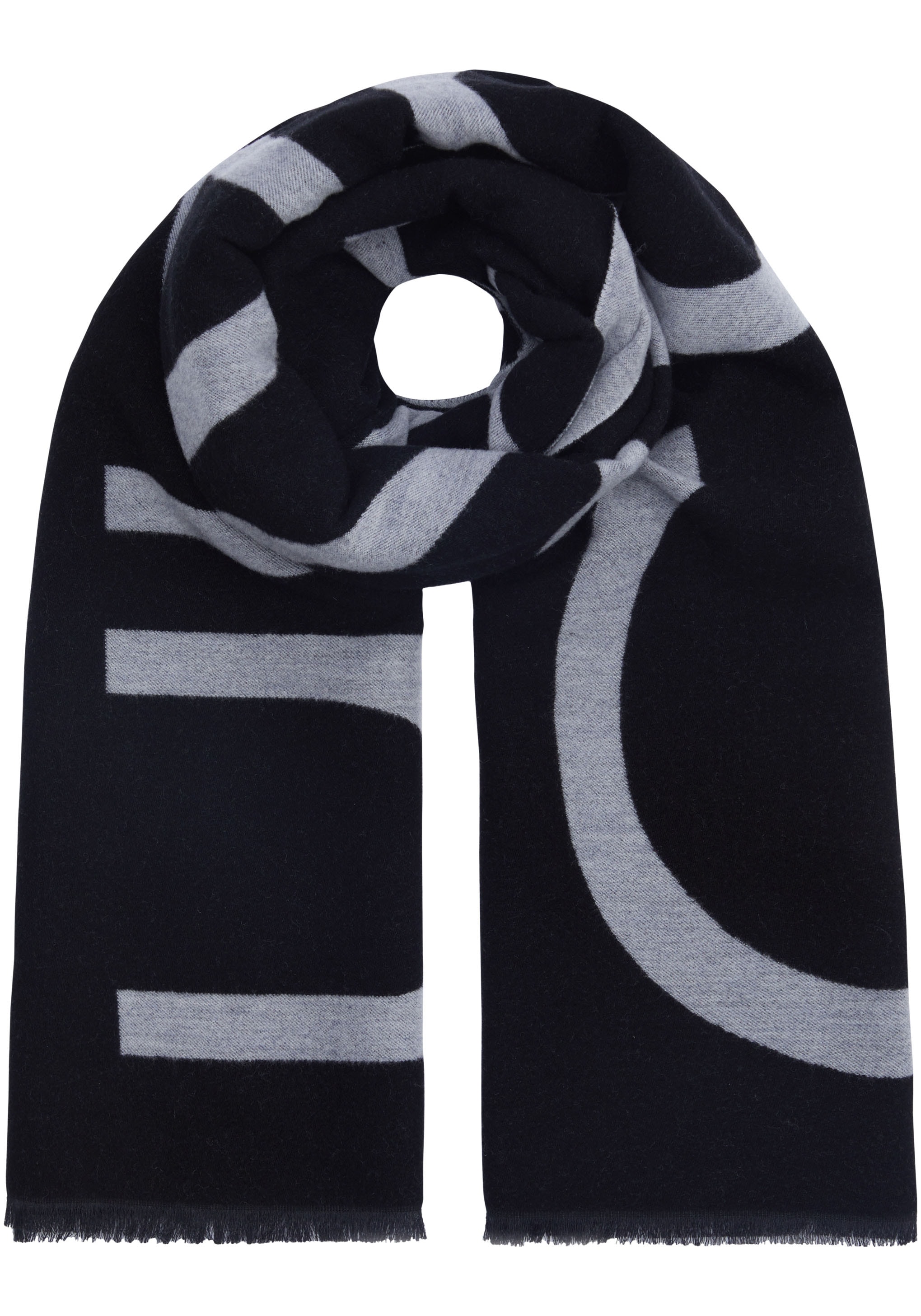 Calvin Klein Modeschal »FRINGES 2-TONES WOOL BLEND SCARF«, mit Logoprägung