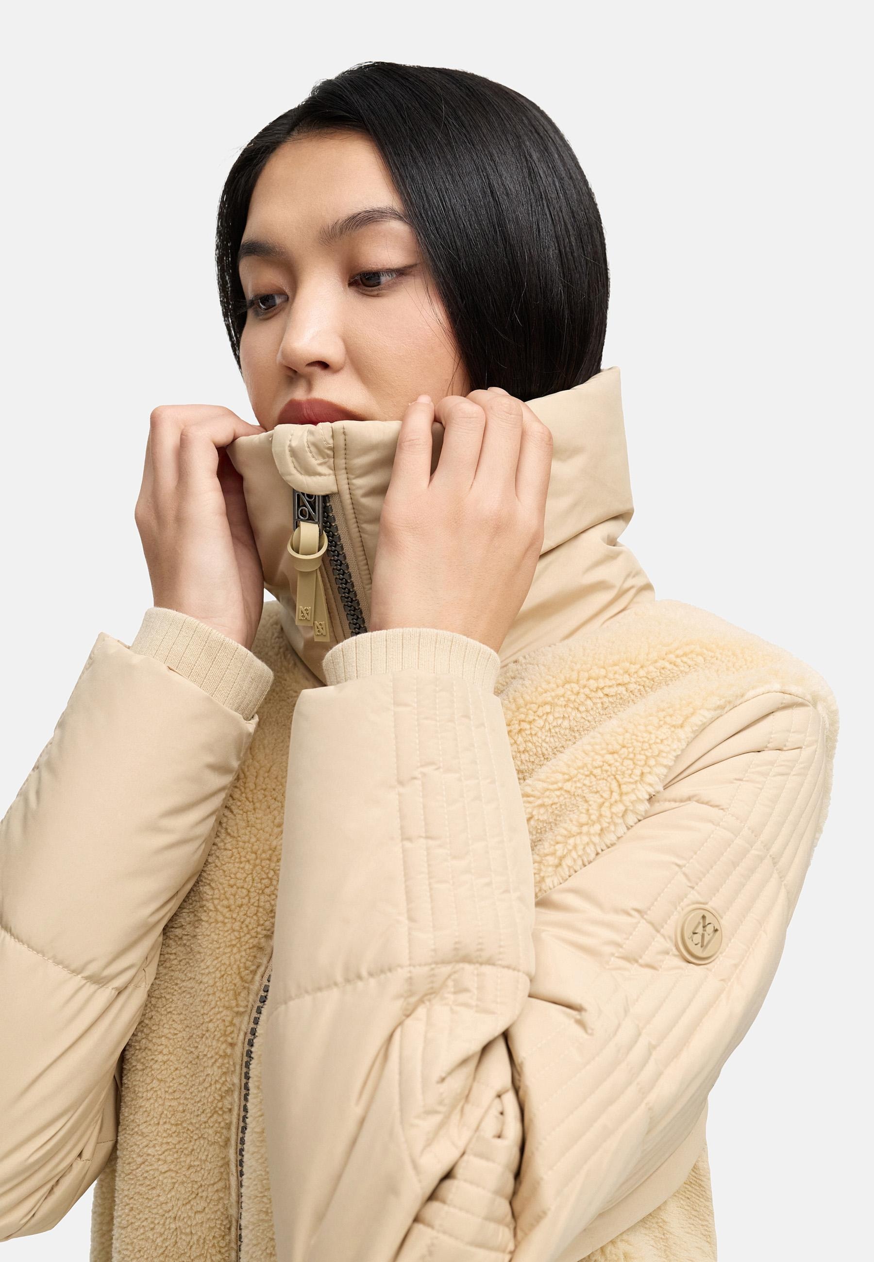 Navahoo Plüschjacke »Teddyzone 14«, ohne Kapuze, Teddy-Fleece Jacke mit hohem Kragen