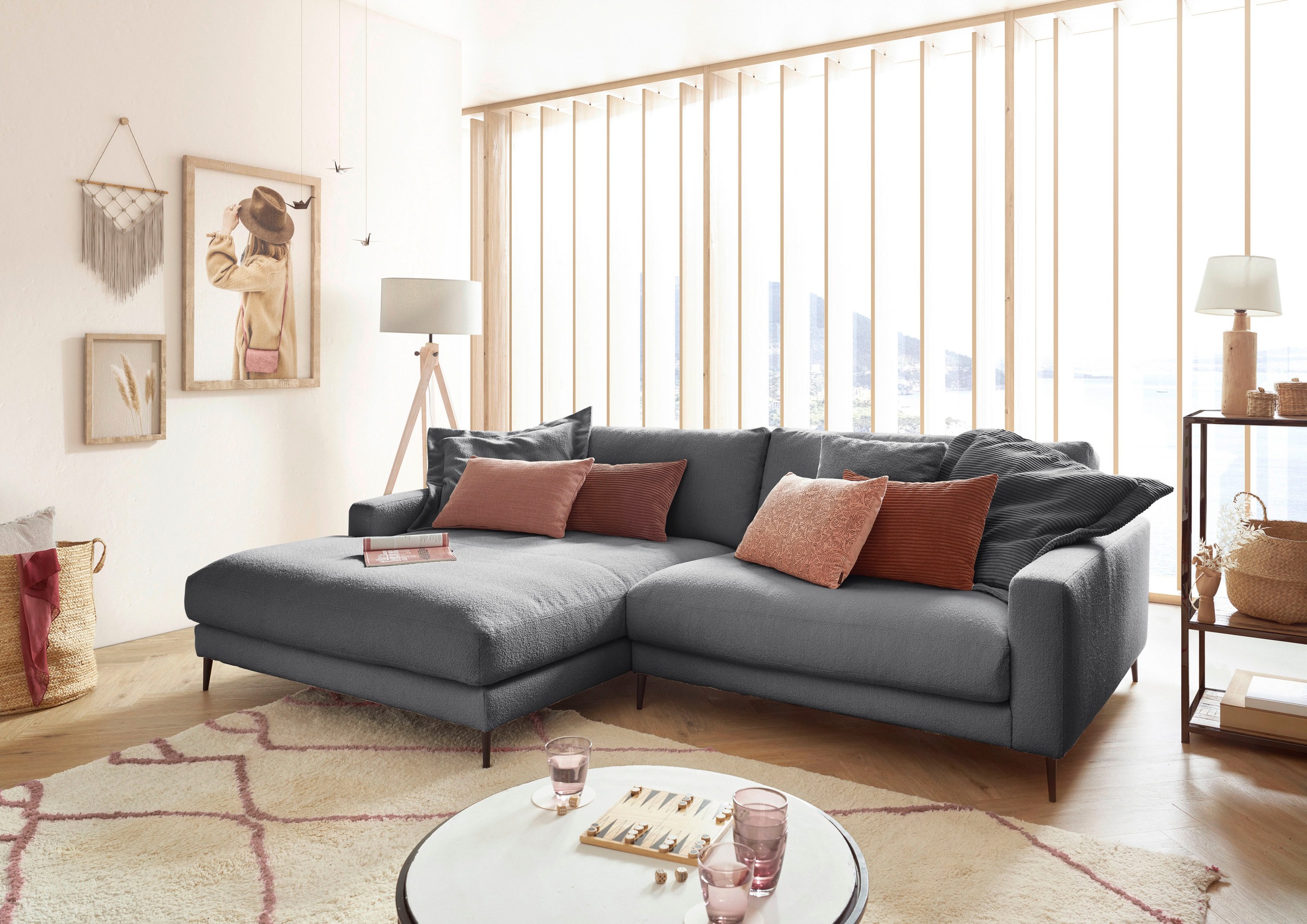 Home affaire Ecksofa "Downtown, B/T/H: 272/190/84 cm L-Form" weicher Sitzko günstig online kaufen