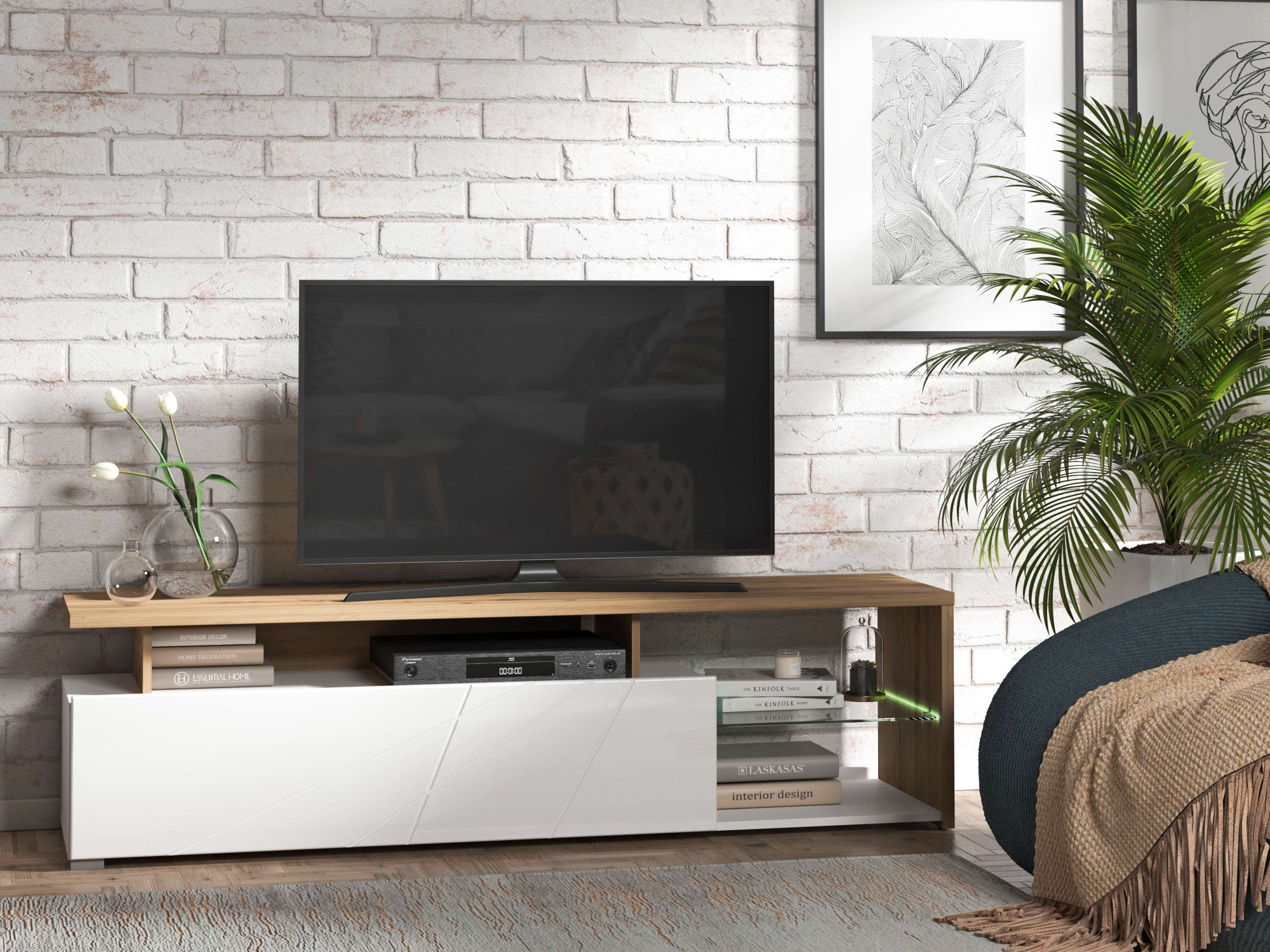 Home affaire Lowboard "Arctic TV-Board" TV-Kommode,Br. 170 cm, mit und ohne LED-Beleuchtung,Front mit Fräsung