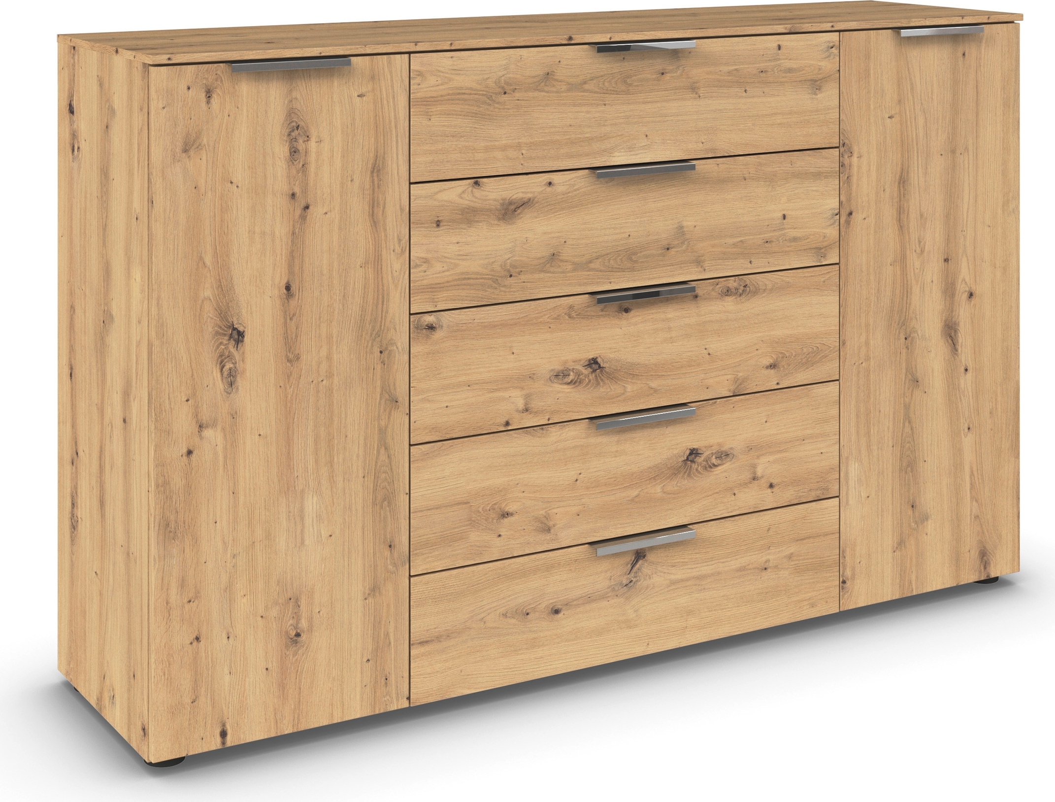 rauch Schubkastenkommode "Flipp Schubladenkommode Wäscheschrank Schrank" Breite 160/180 cm mit 4 Einlegeböden, 2-türig mit 5 Schubladen und Soft-Close-Funktion in zwei Breiten