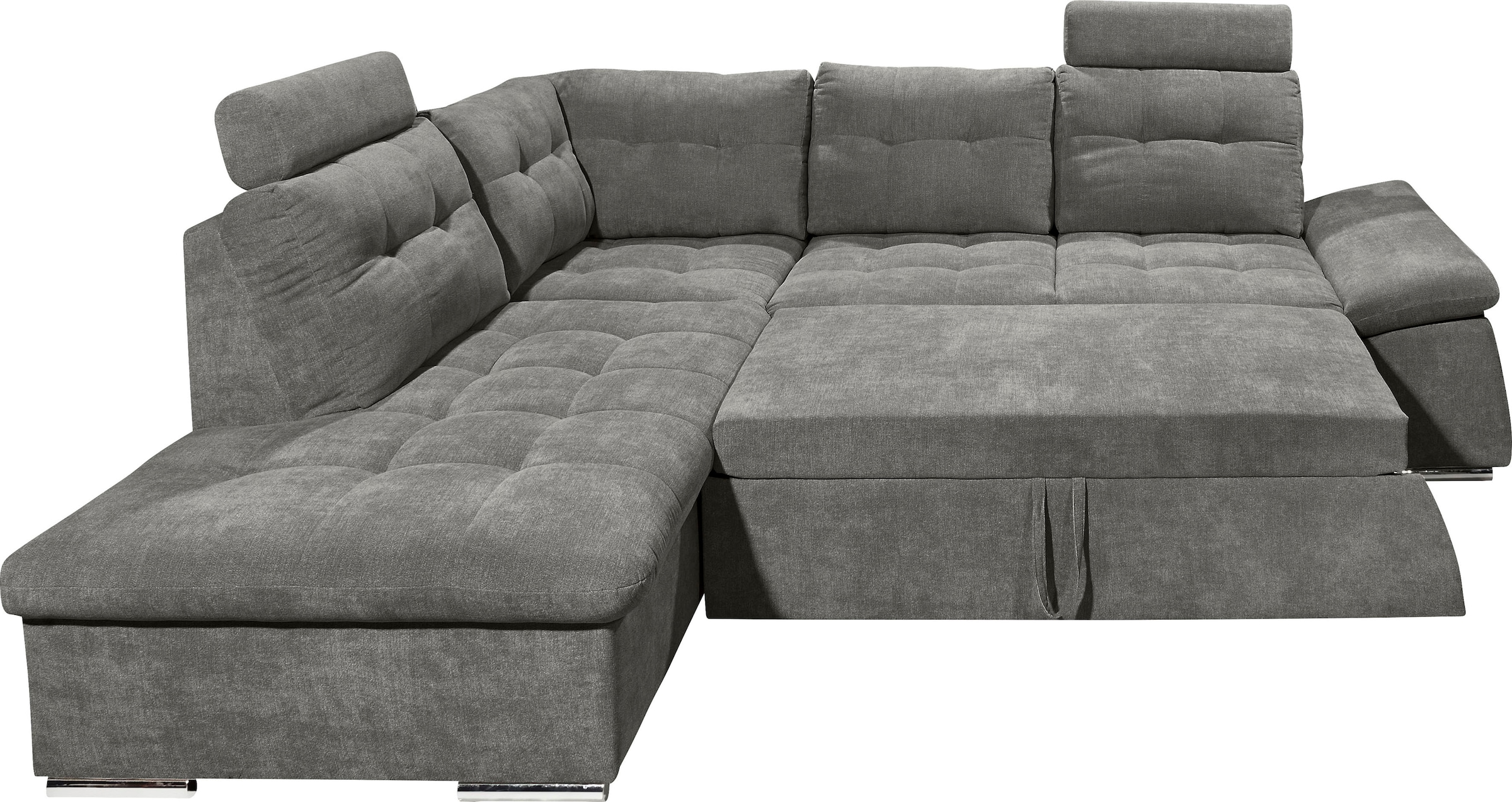 ED EXCITING DESIGN Ecksofa »Nalo L-Form«, mit Bettfunktion, Bettkasten, Kopfstützen, Nierenkissen etc.