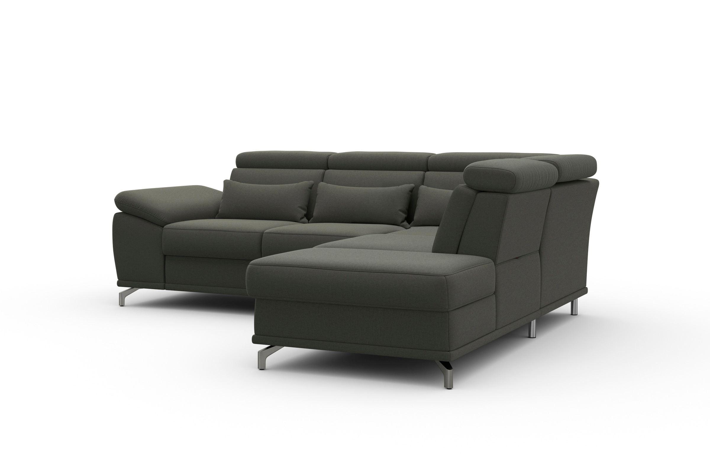 sit&more Ecksofa »Cabrio L-Form, mit Sitztiefenverstellung, Arm- und Kopfteilverstellung«, 3 Nierenkissen, Federkern, optional Bettfunktion und Stauraum