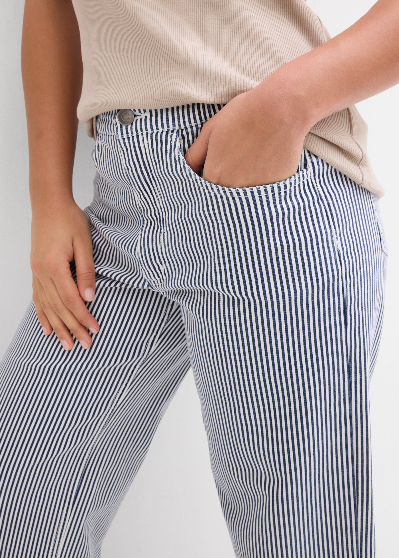 bonprix Webhose  aus elastischem Baumwoll-Mix, mit Komfortbund, verkürzte Länge
