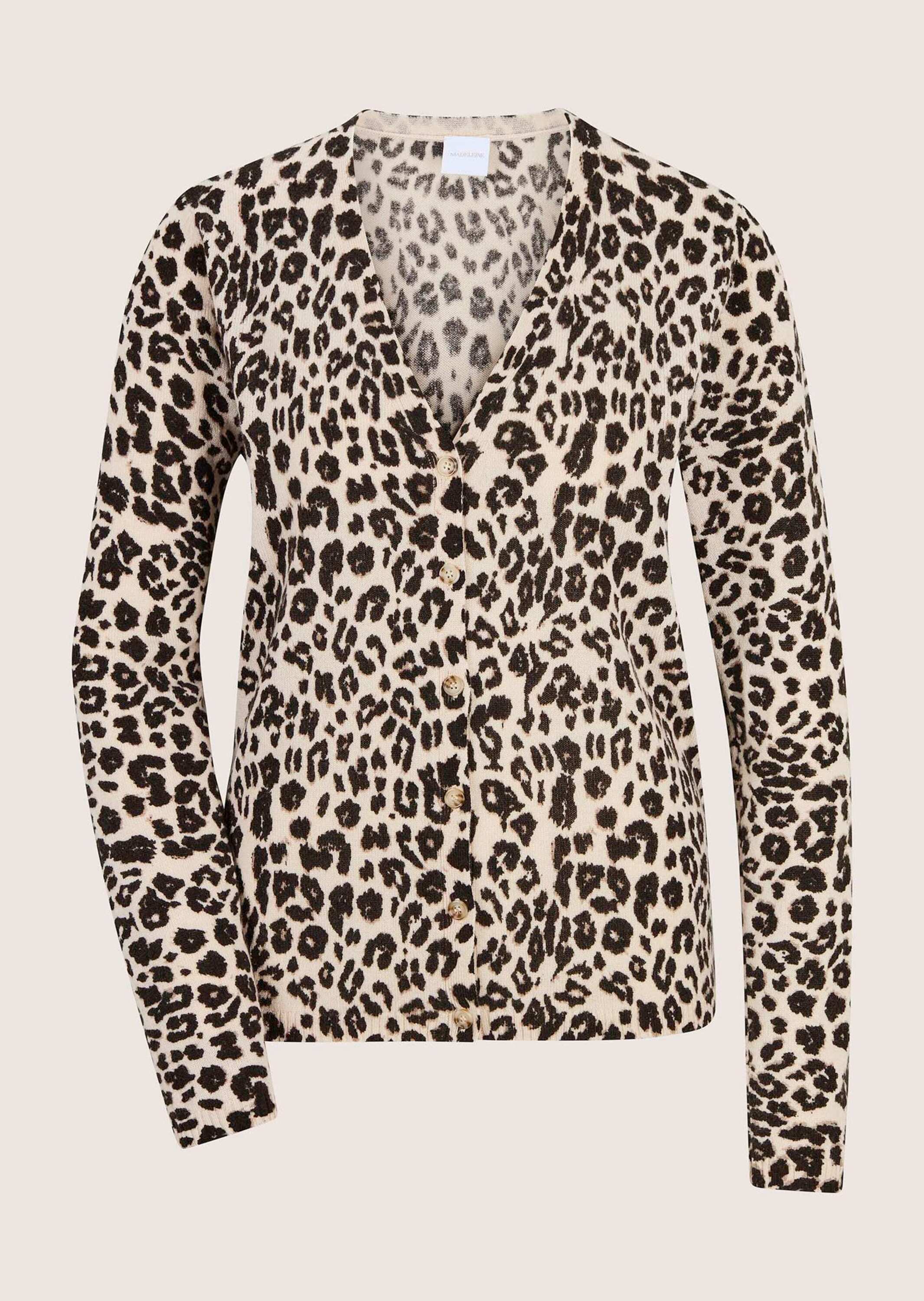 MADELEINE Strickjacke "Strickjacke Kaschmirjacke mit Leo-Druck"