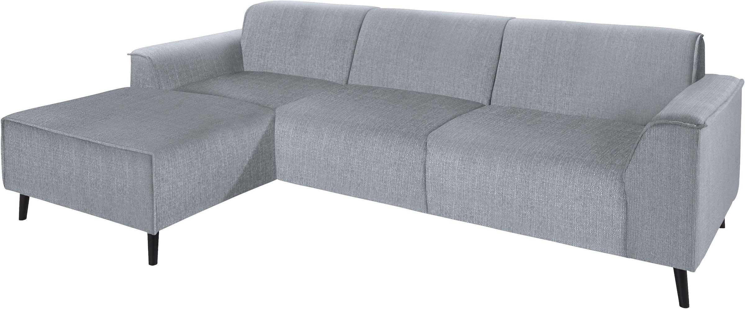 DOMO collection Ecksofa »Amora, inklusive komfortablem Federkern für mehr Sitzkomfort, L-Form«, mit Recamiere, zeitlos und elegant, Komfortsitzhöhe 47cm