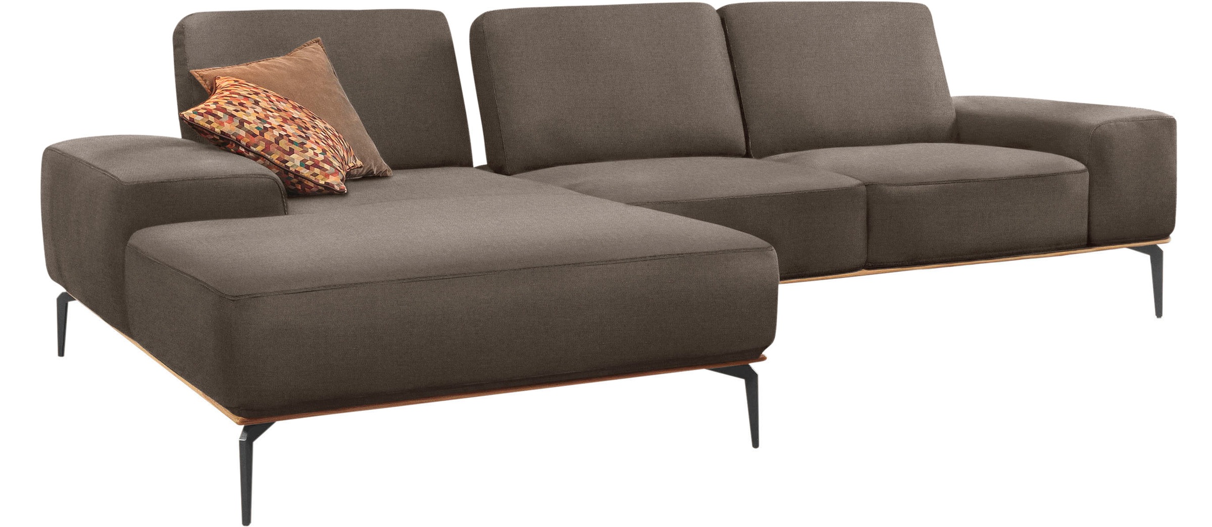 W.SCHILLIG Ecksofa »run, Designsofa mit tollem Sitzkomfort, bequem, L-Form«, mit Holzsockel, Füße in Schwarz pulverbeschichtet, Breite 299 cm