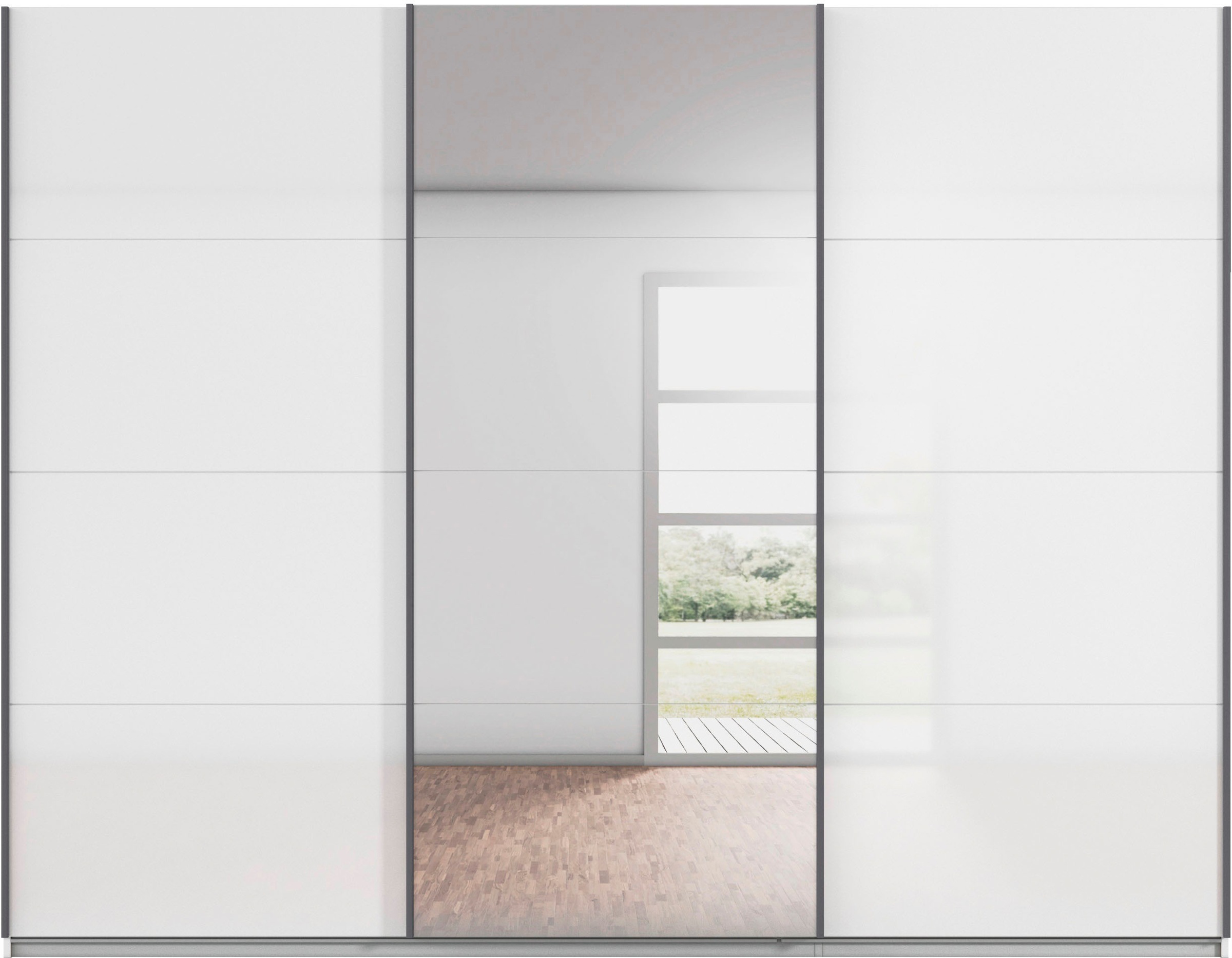 rauch Schwebetürenschrank »Kleiderschrank Schrank Garderobe AGORDO«, (in zwei Griff-Farben), Top Innenausstattung, in 4 Breiten und 2 Höhen MADE IN GERMANY