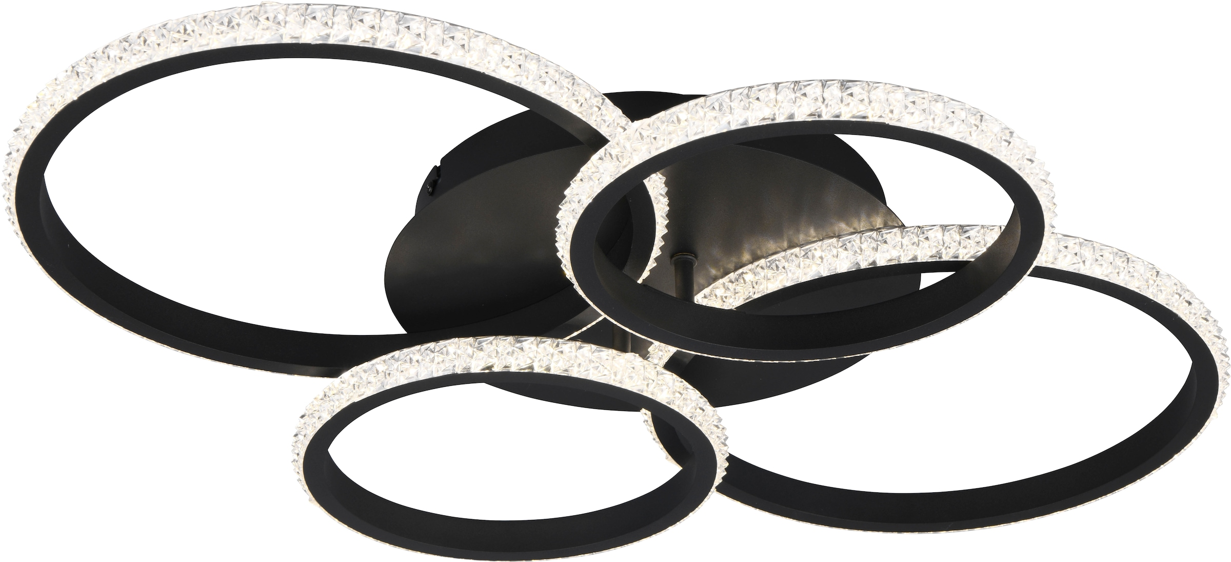 LED Deckenleuchte "CIRES, LED Deckenlampe mit 4 schwenkbaren LED-Ringen, kaltweiß 4000K", 1, H: 8,5cm, 1 Stk., schwarz, REALITY LEUCHTEN, Wohnzimmer,