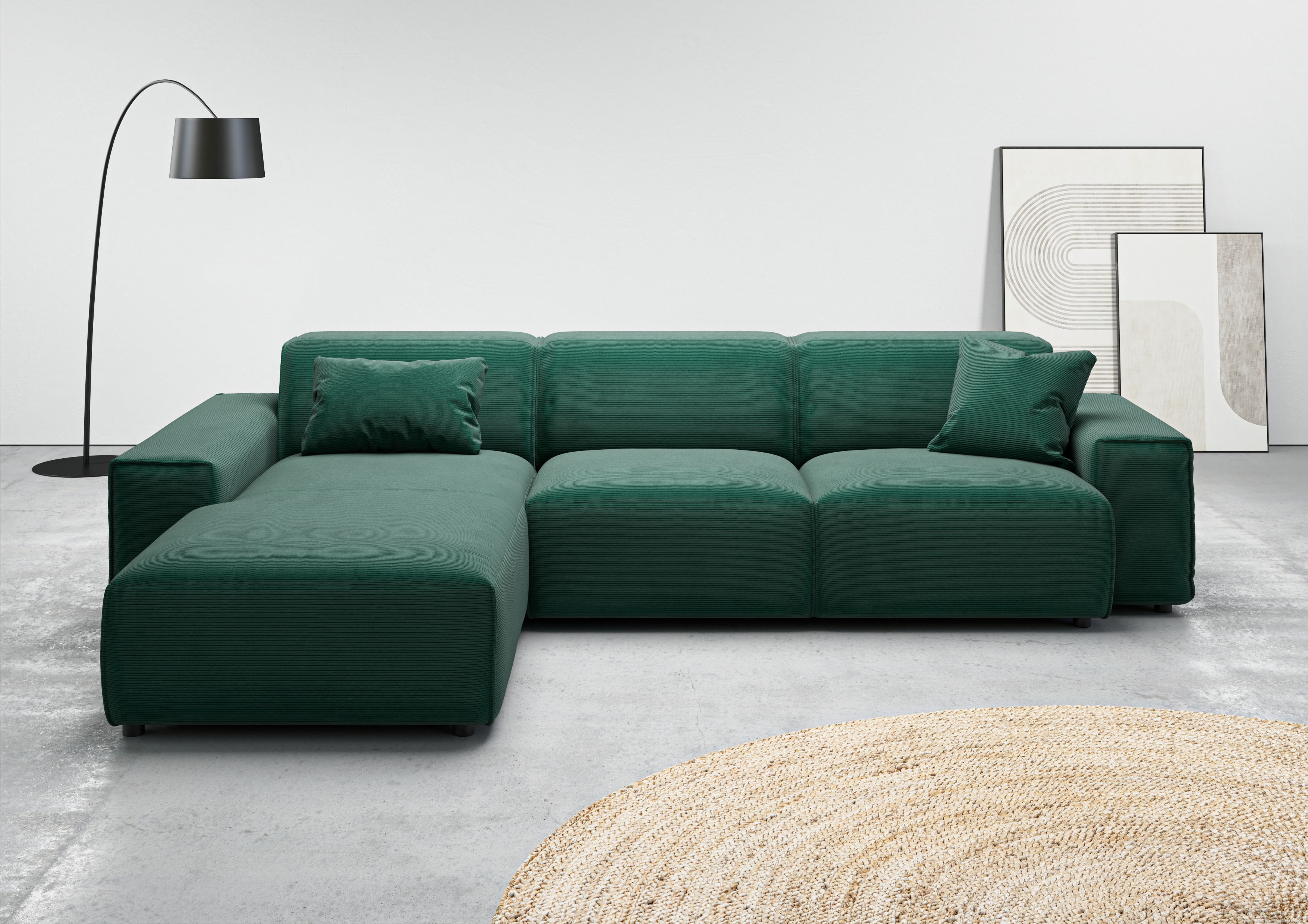 Home affaire Ecksofa "Glimminge auch in Breitcord, Feincord, Bouclé + Easy care-Bezug" L-Form, Breite 294, Zierkissen