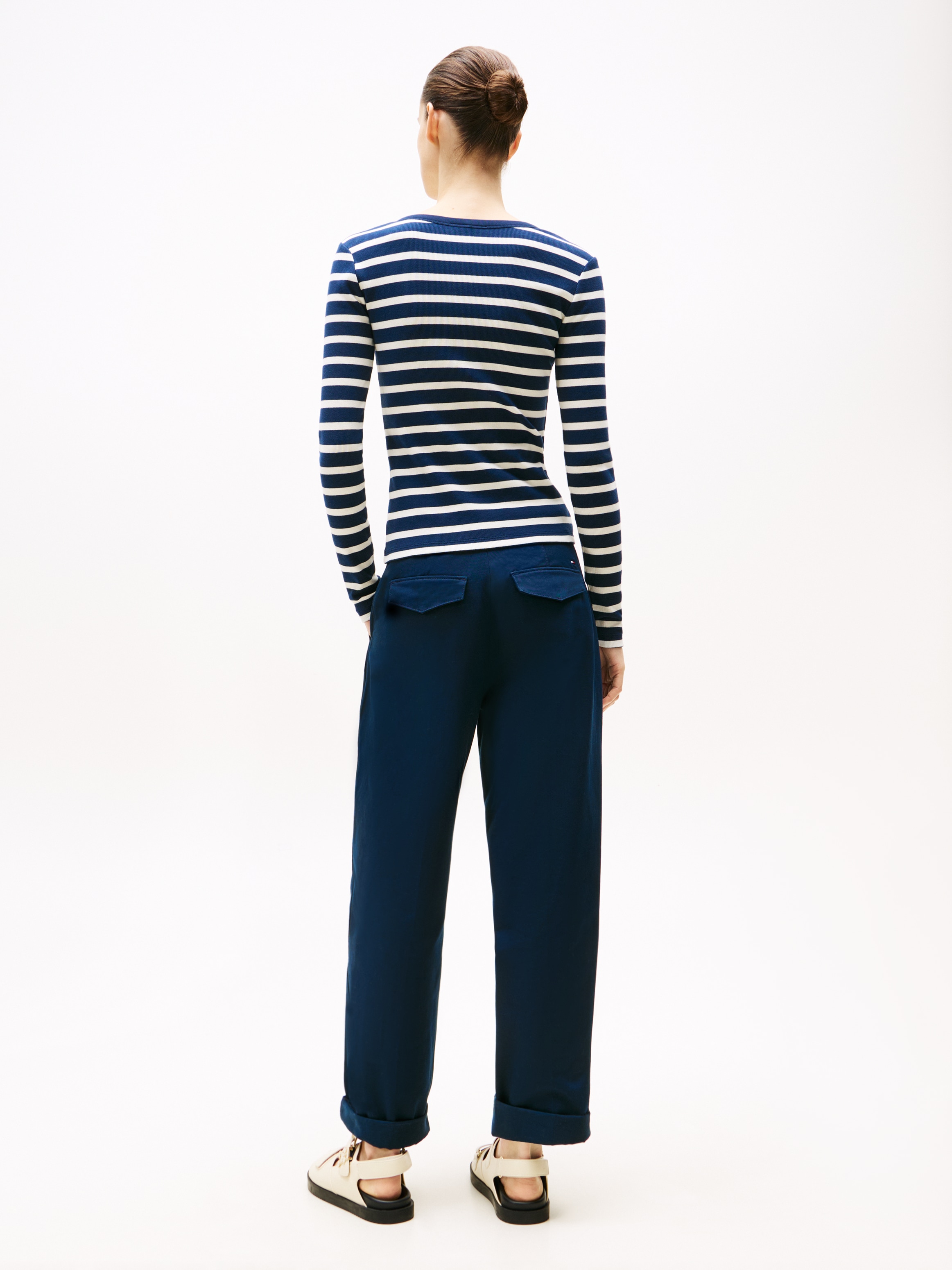 Tommy Hilfiger Langarmshirt »SLIM HENLEY GB SCOOP-NK LS«, mit Rippenstruktur, mit Metalllabel