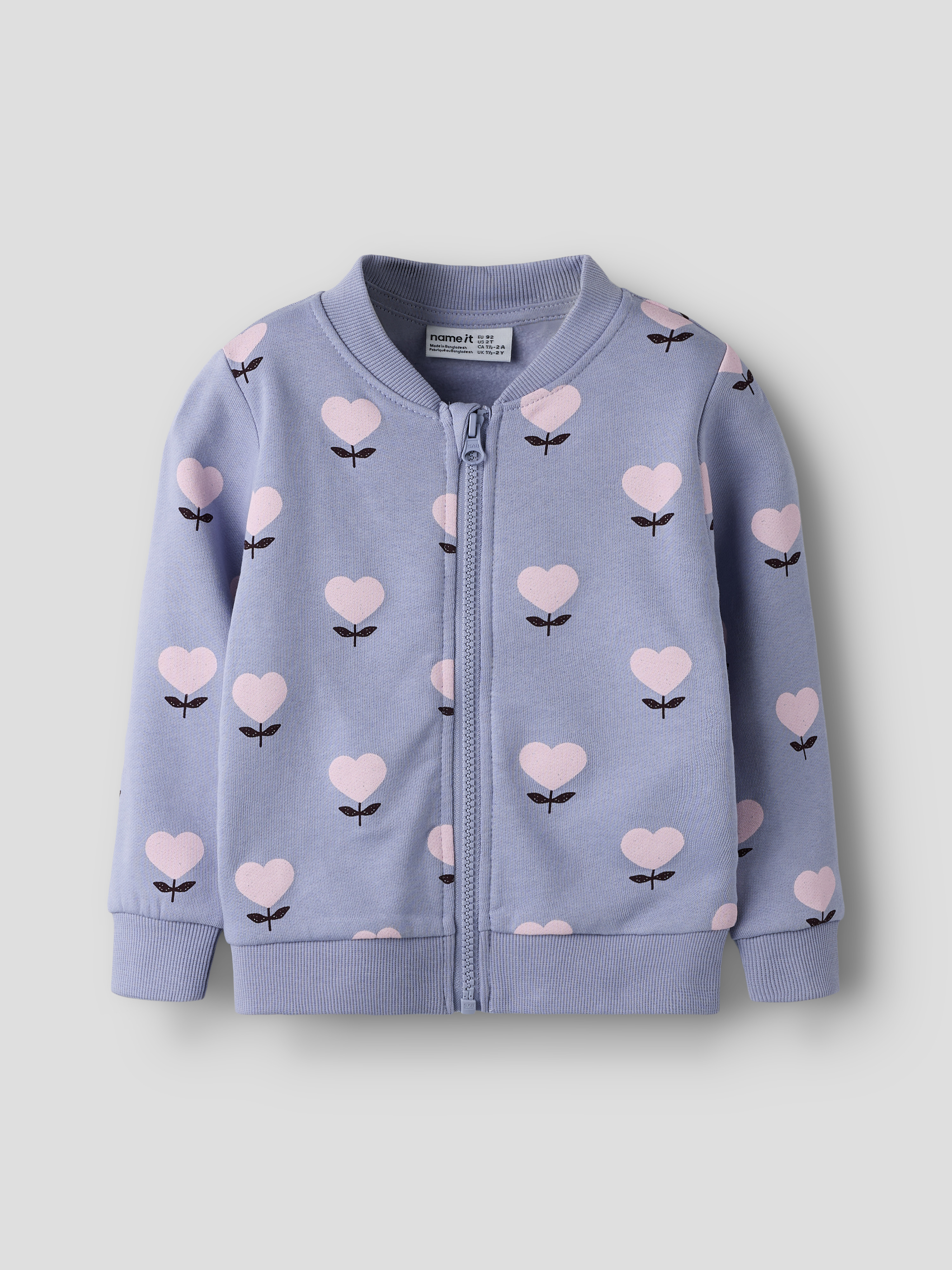 Name It Sweatjacke "NMFOLINIAS LS SWE CARD BRU PB" Baumwolle, Alloverdruck