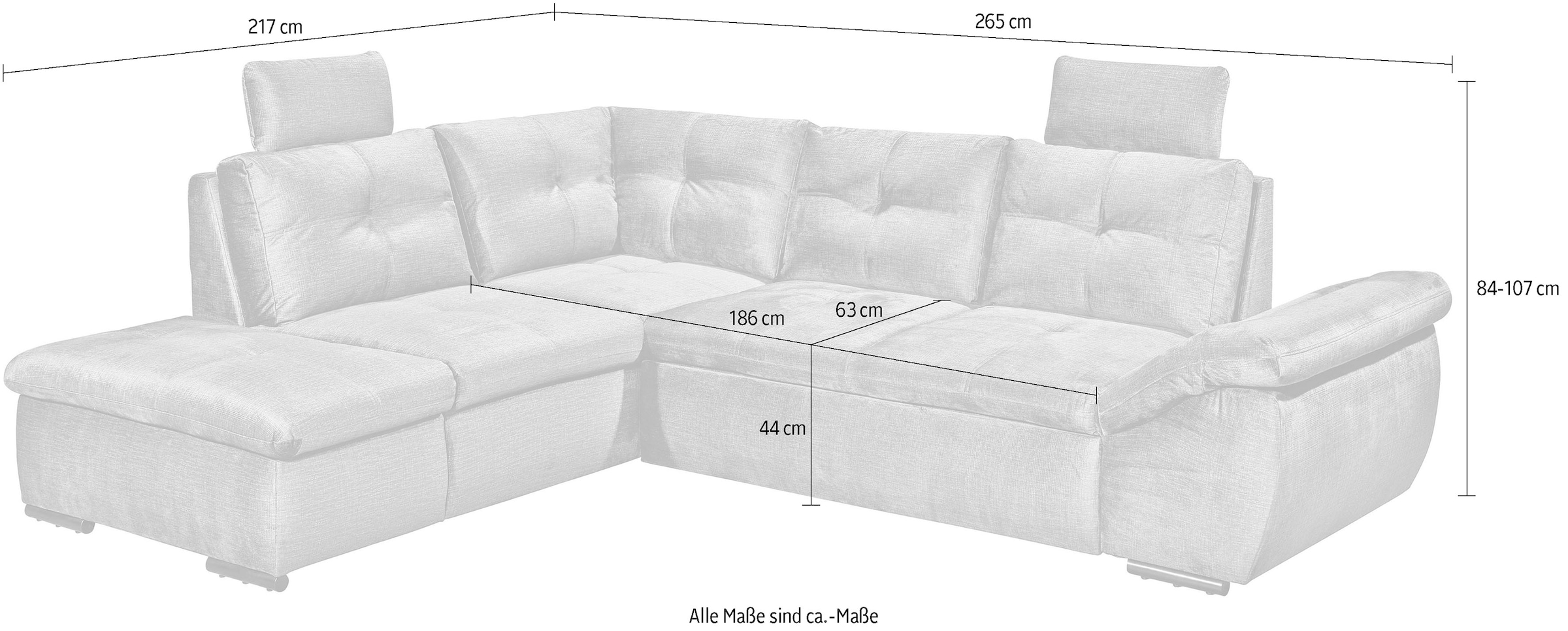 ED EXCITING DESIGN Ecksofa »Alija L-Form«, mit Bettfunktion, Bettkasten, Armteilverstellung & Kopfstützen