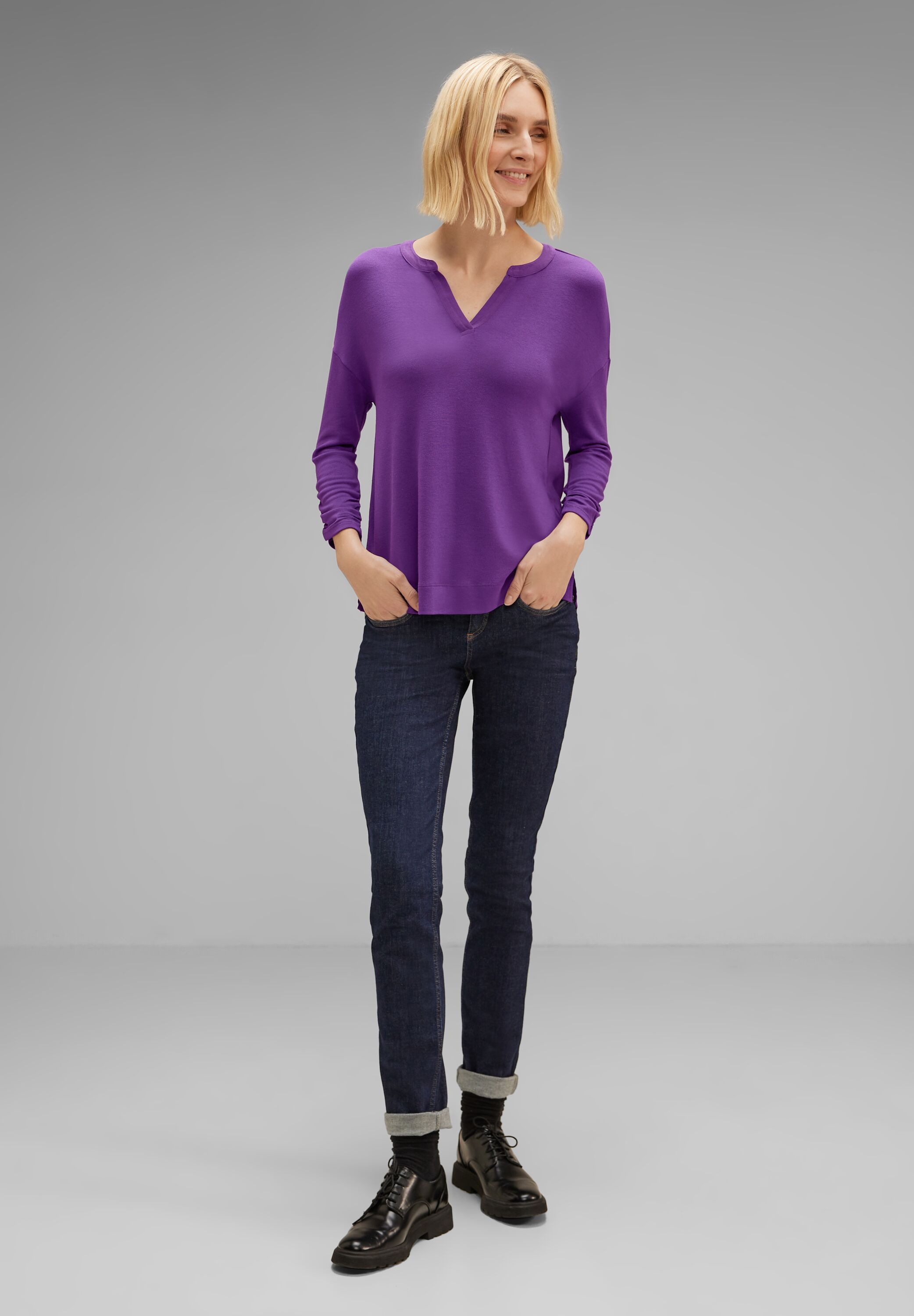 STREET ONE 3/4-Arm-Shirt, aus softem Materialmix