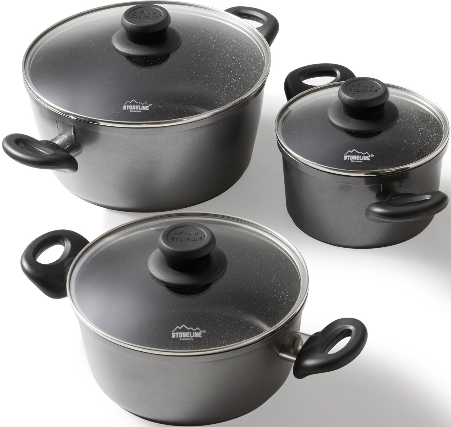 STONELINE Topf-Set, schwarz, Töpfe, Induktion