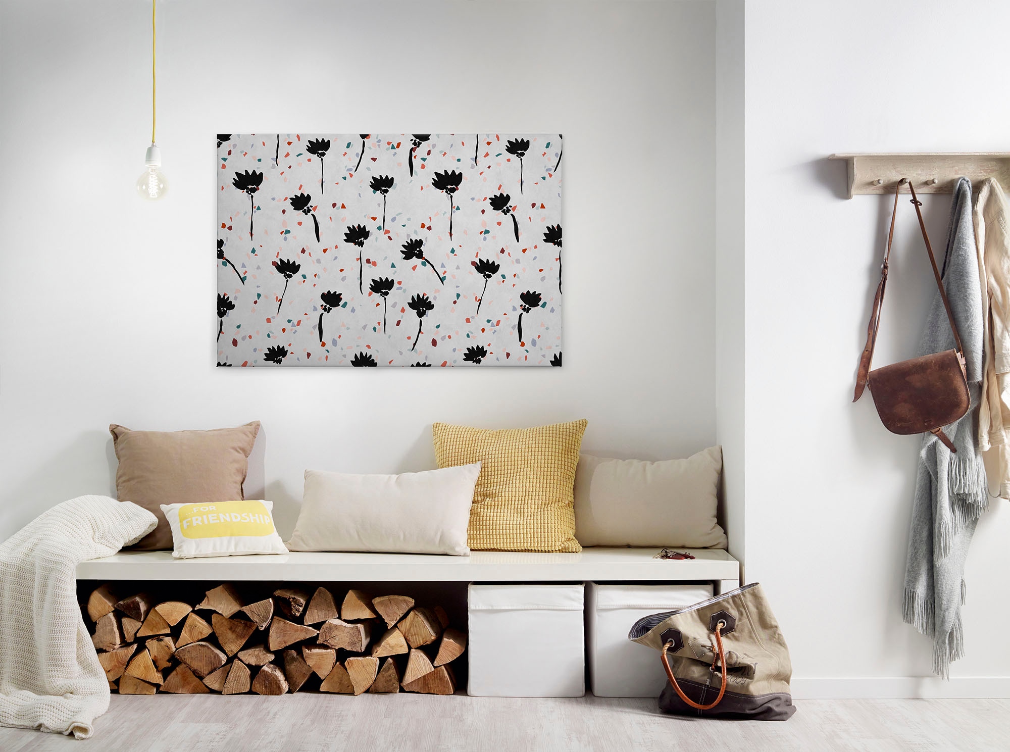A.S. Création Leinwandbild "terrazzo" Blumen Kunst 1 Stk. tlg. Keilrahmen Abstrakt Blumen Bunt Grau Leinwand-Bild Wohnzimmer modern