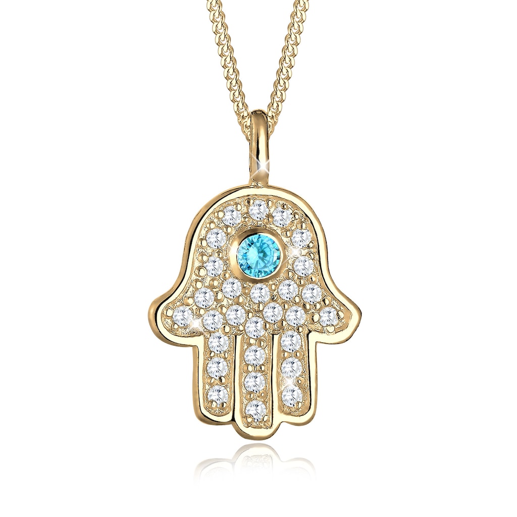 Elli Collierkettchen »Hamsa Hand der Fatima Zirkonia 925 Silber«