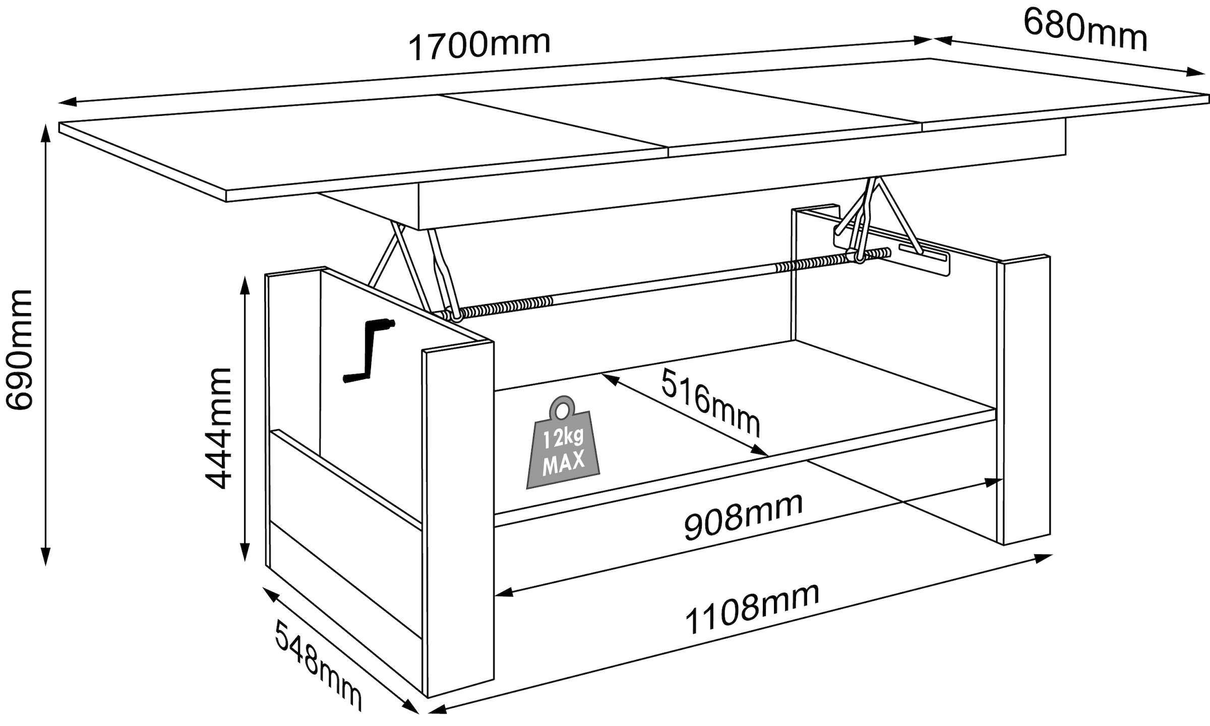 VCM Couchtisch »Holz Couchtisch Kobila höhenverstellbar ausziehbar«, (Kobila)