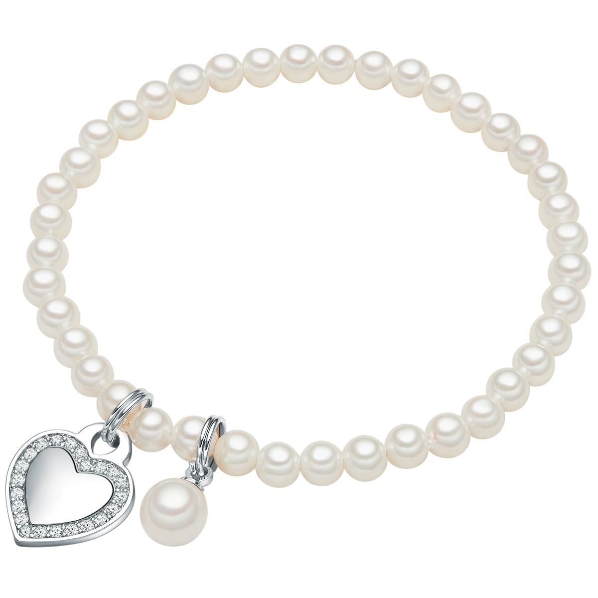 "Perlenarmband LULU & JANE ""LJ315"", weiß (weiß, weiß), Armbänder, Damen, Messing, Perlenarmband, Messing"