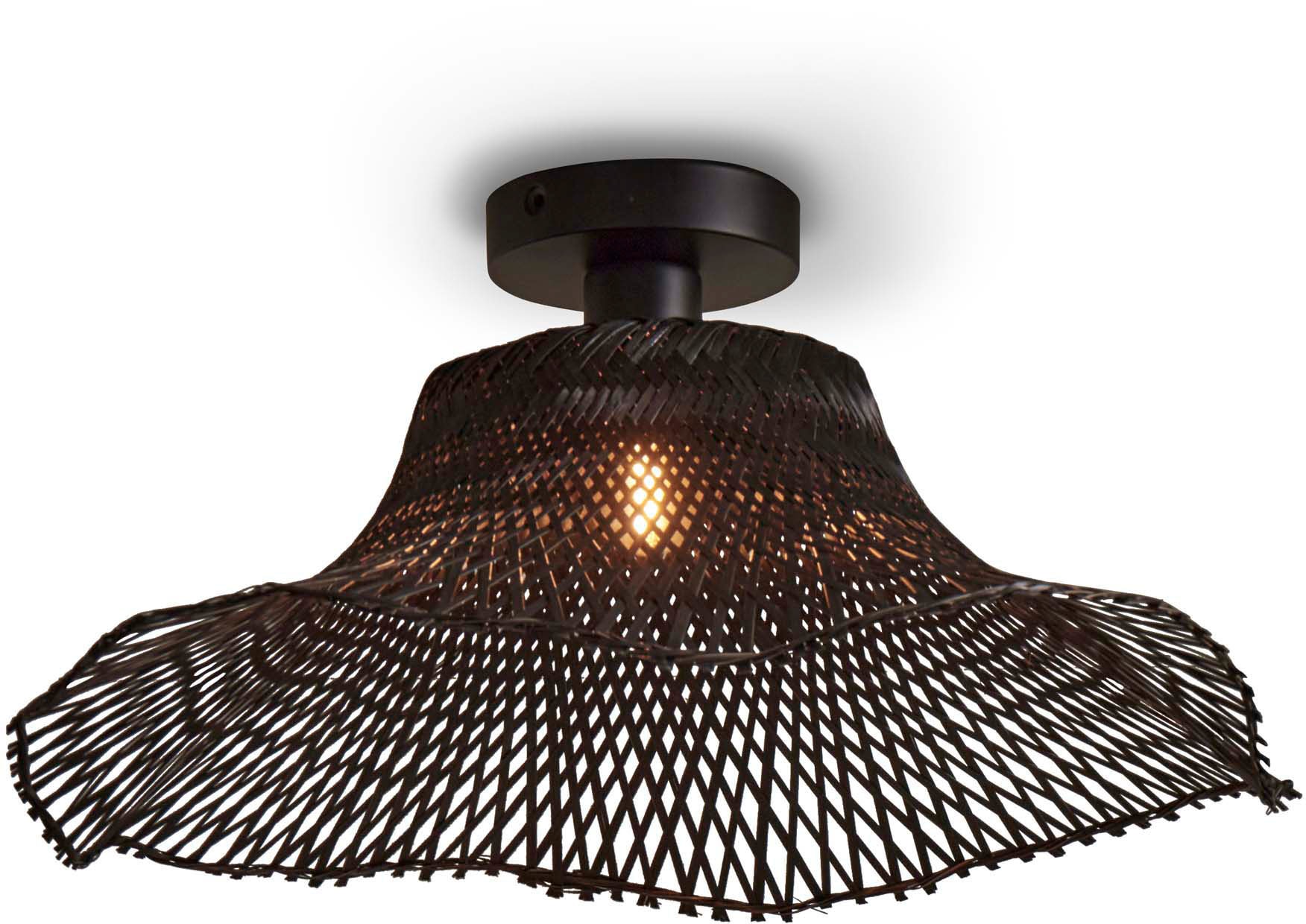 GOOD & MOJO Deckenleuchte "IBIZA", 1, Ø 50cm H: 15cm, 1 Stk., schwarz, Wohnzimmer, Leuchten