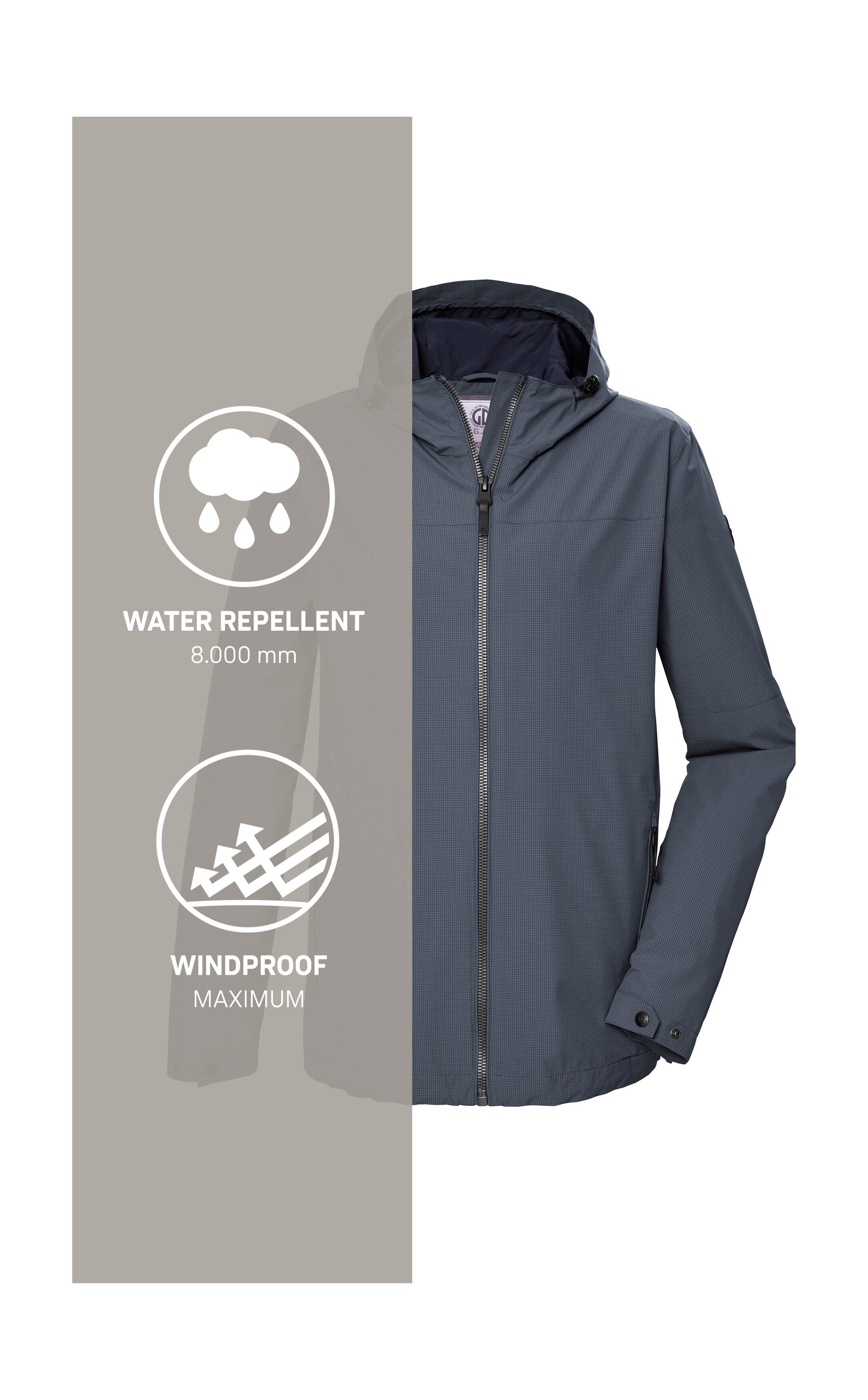 G.I.G.A. DX by killtec Funktionsjacke »GS 80 MN JCKT«, Herrenjacke wasserdicht 8.000 mm, Kapuze, nachhaltig, verstellbar