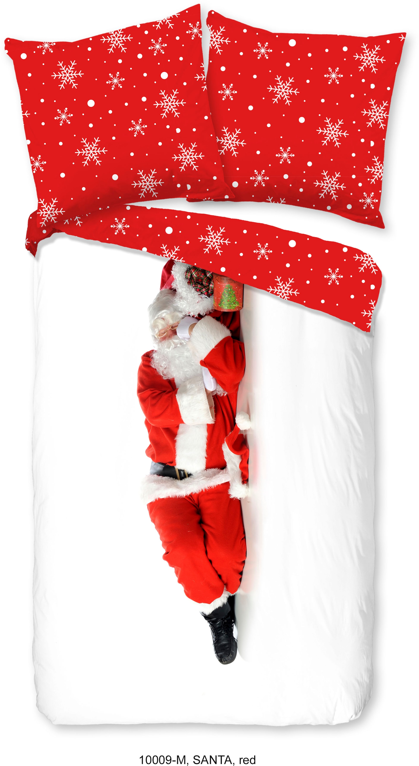 PURE luxury collection Wendebettwäsche "Santa", Mikrofaser, 135x200, 2 Teilig, Reißverschluss, Wendeoptik, Weihnachten