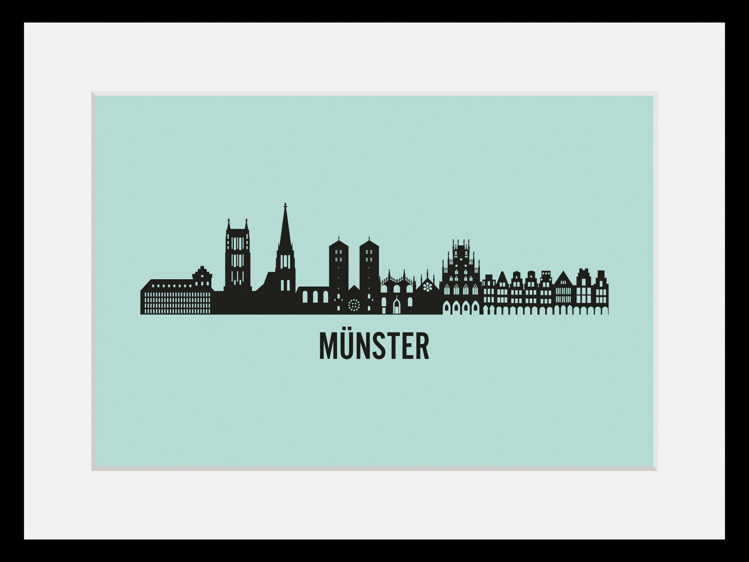 queence Bild »Bremen Skyline«, Städte-Stadt-Deutschland-Gebäude-Schriftzug, (1 St.), HD Premium Poster-Druck inkl. Holzrahmen