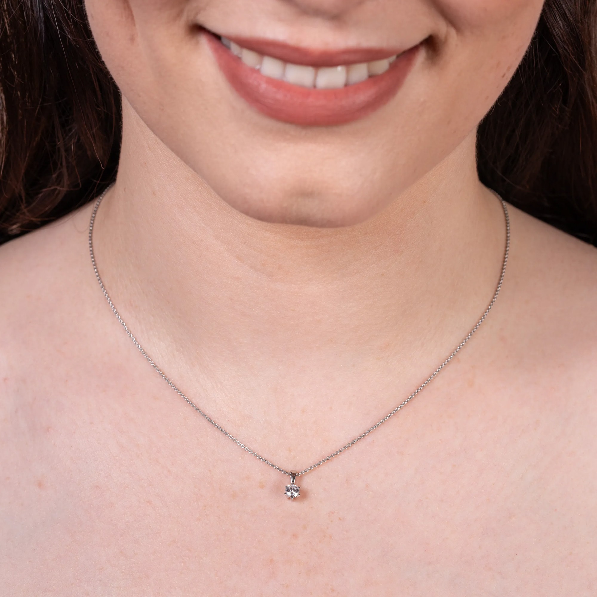 LYOMI Kette mit Anhänger »585/- Weißgold 1 synth. Diam. 0,25 ct.«