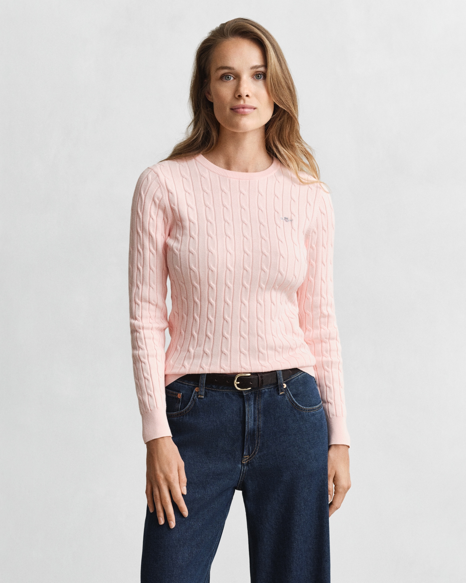 Gant Strickpullover "STRETCH COTTON CABLE C-NECK" mit Logostickerei auf der günstig online kaufen