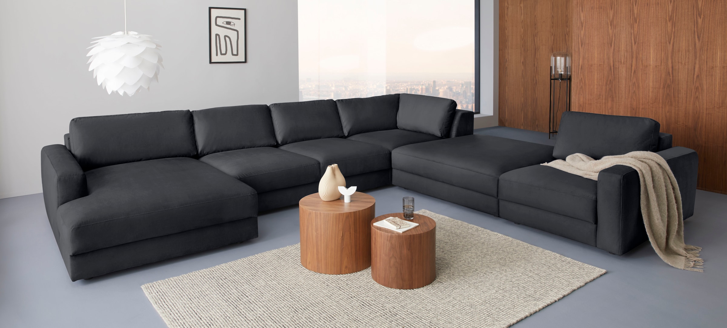 Places of Style Wohnlandschaft »Bloomfield, U-Form«, mit extra tiefer Sitzfläche, wahlweise mit Sitztiefenverstellung