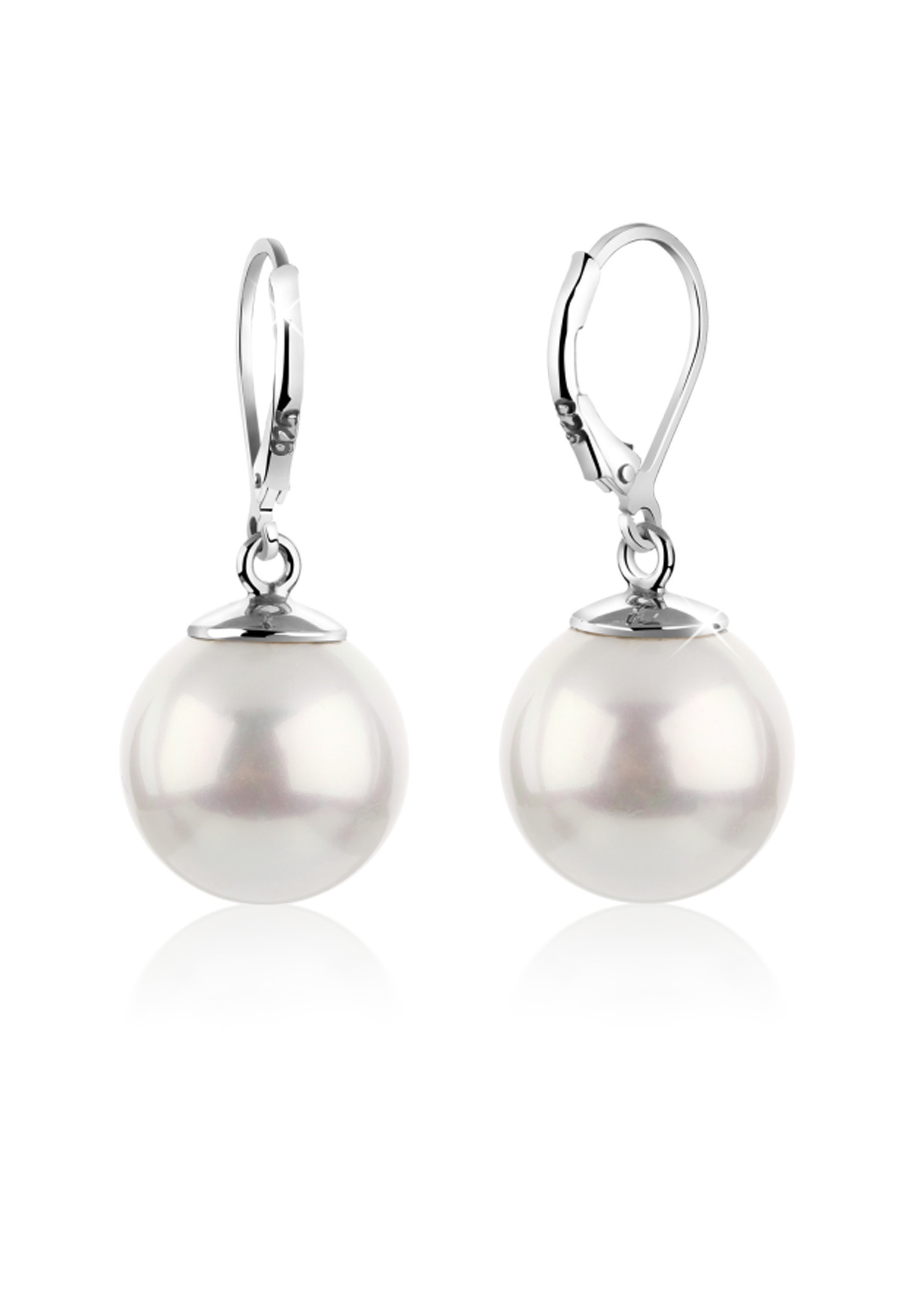 Paar Ohrhänger NENALINA "Ohrhänger Muschelkernperle Klassisch 925 Silber", silber, Ohrringe, Damen, onesize, ohne Stein, Silber 925 (Sterlingsilber)
