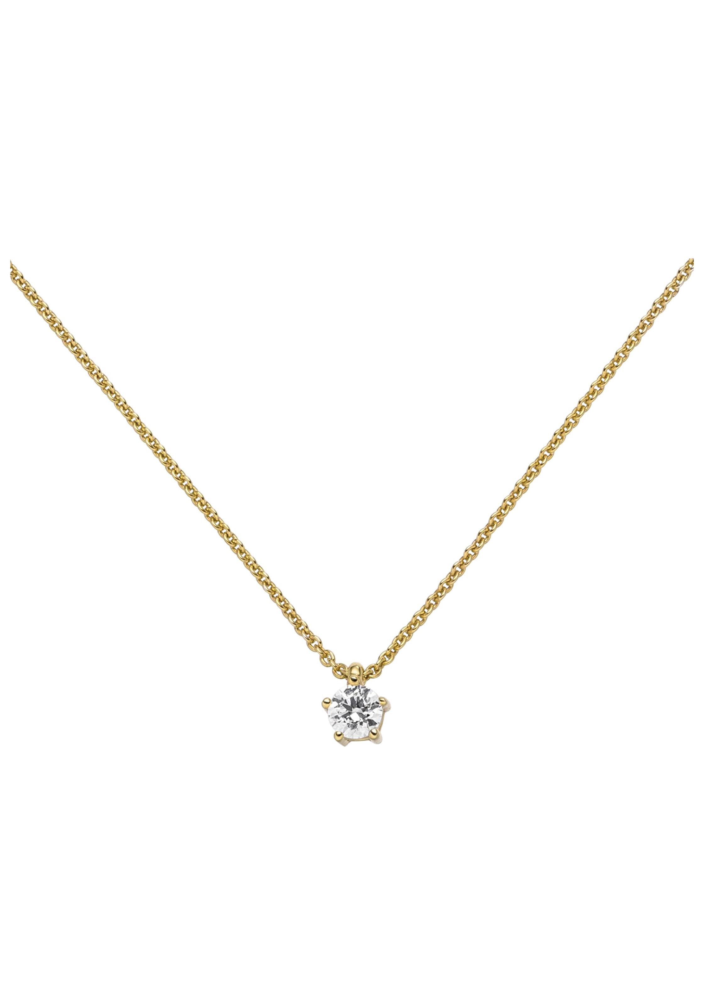 JOBO Kette mit Anhänger »Solitär«, 585 Gold mit 1 Diamant Brillant 0,15 ct. 45 cm